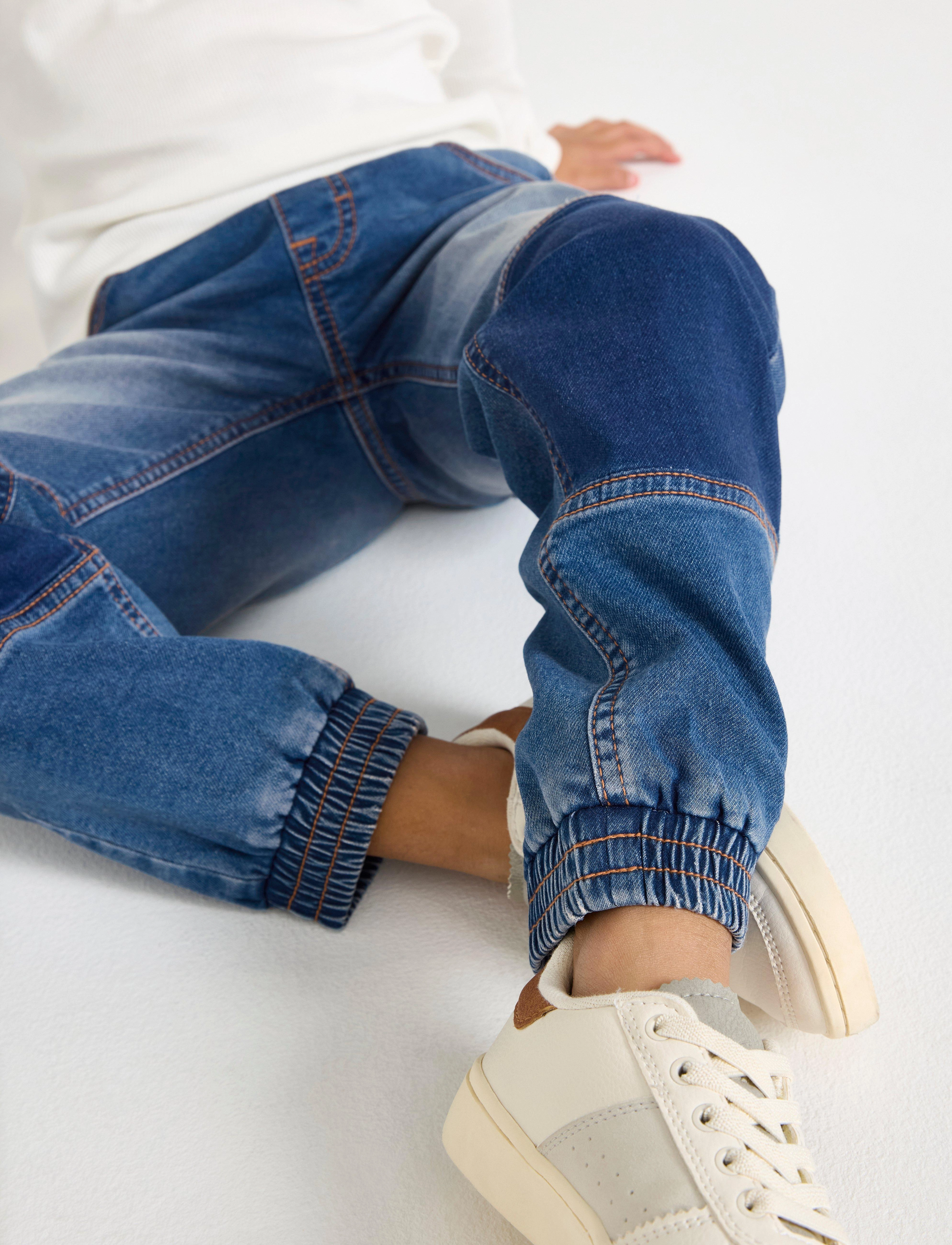 Lindex - Trousers denim Staffan jersey - denim blue - 4