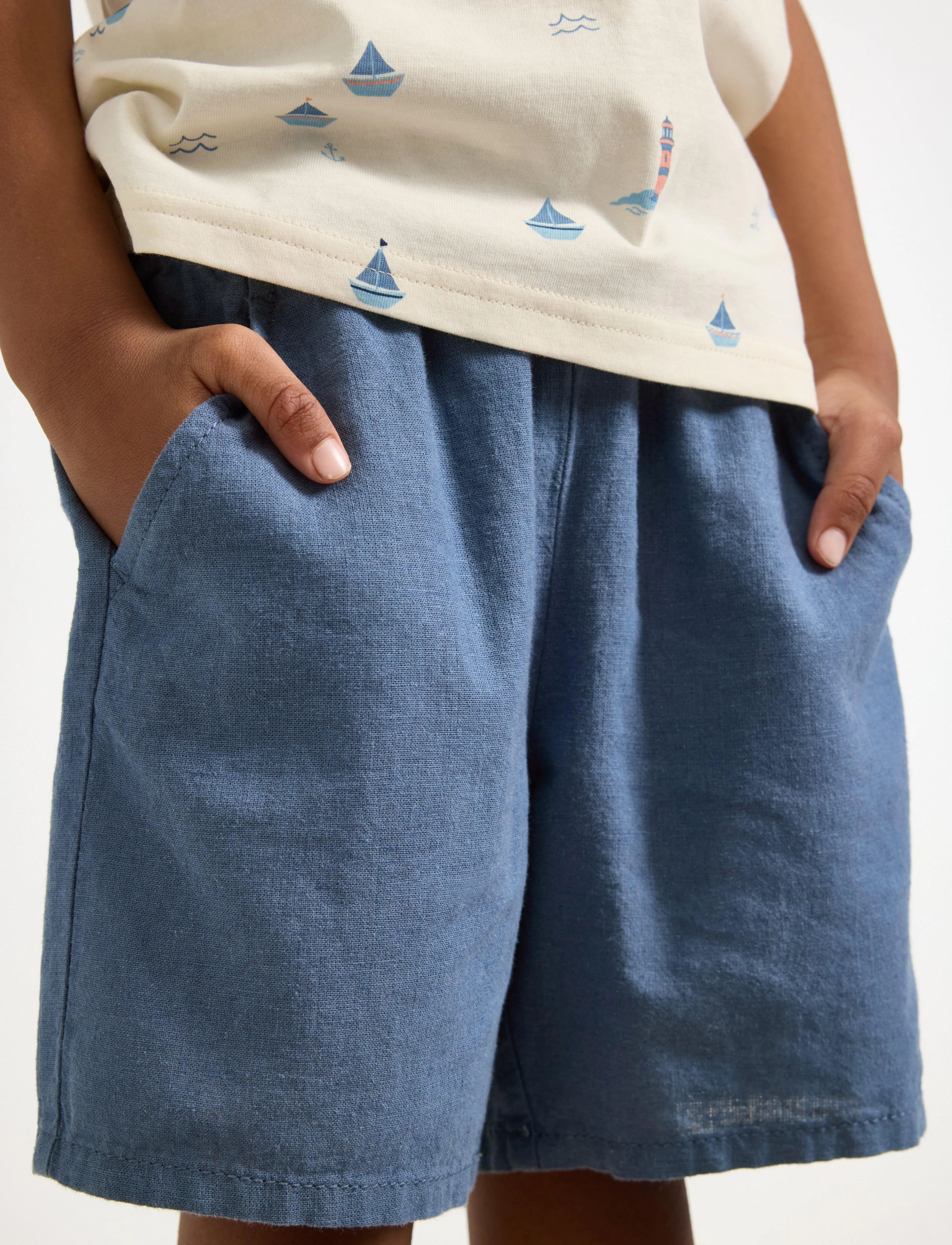 Lindex - Shorts Linen blended - dusty blue - 4