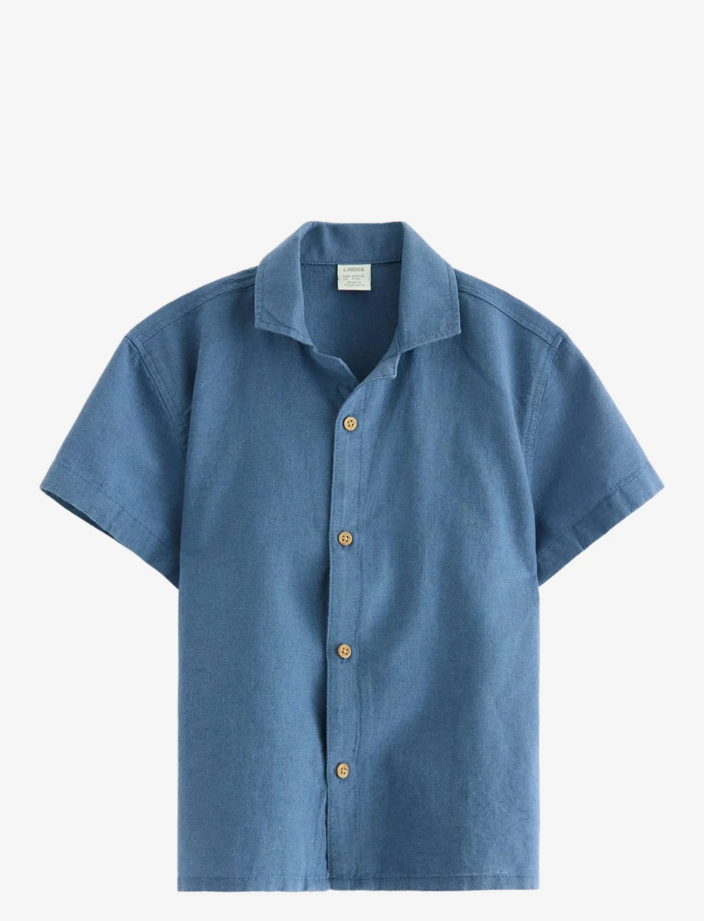 Lindex - Shirt ss Linen - short-sleeved shirts - dusty blue - 1
