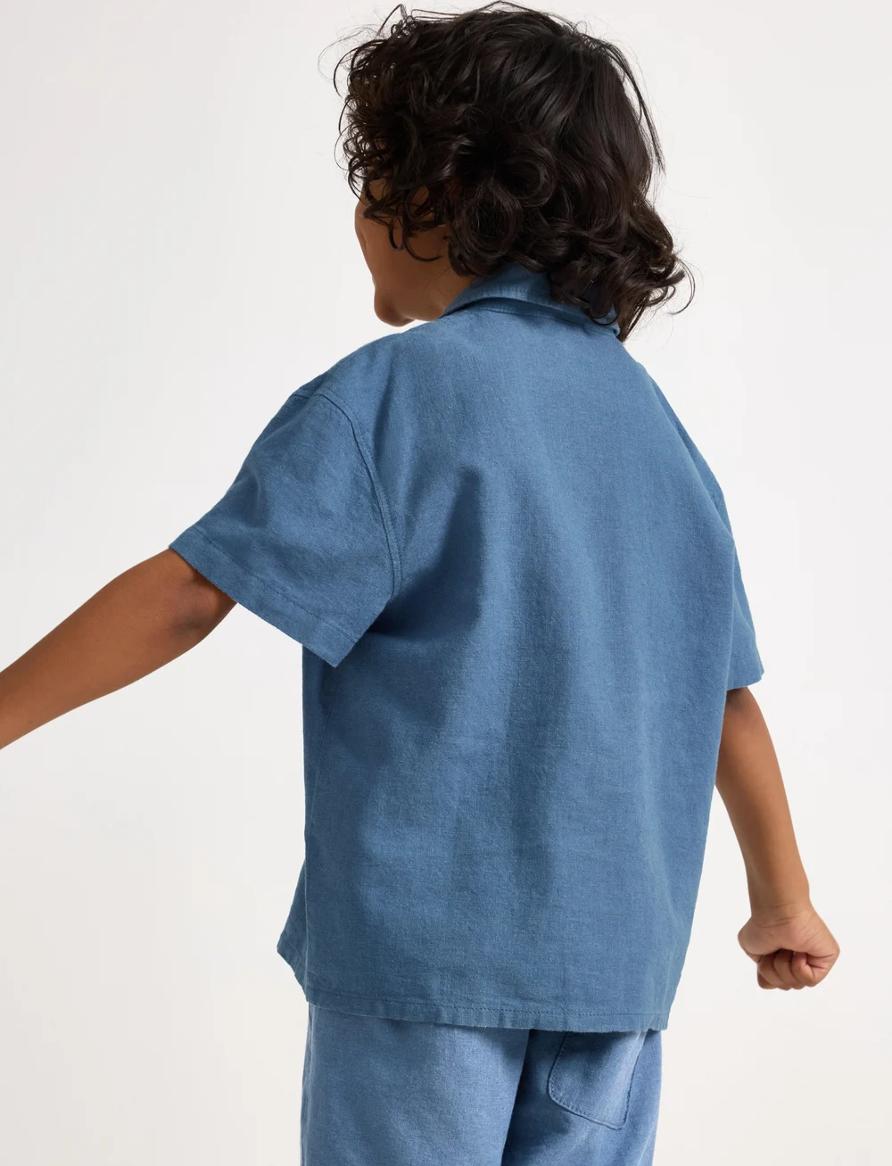Lindex - Shirt ss Linen - short-sleeved shirts - dusty blue - 3