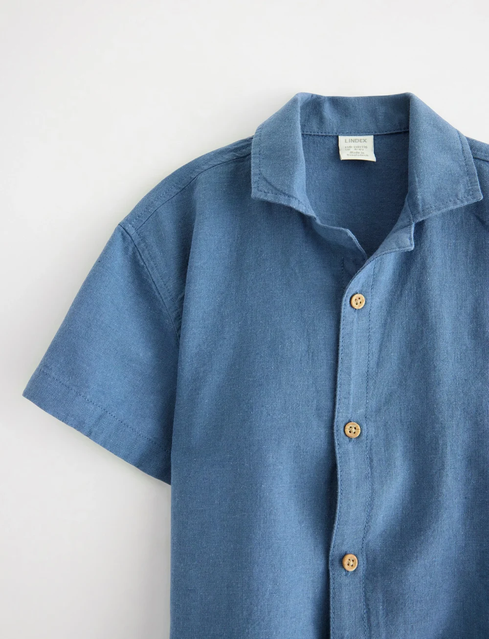 Lindex - Shirt ss Linen - short-sleeved shirts - dusty blue - 5