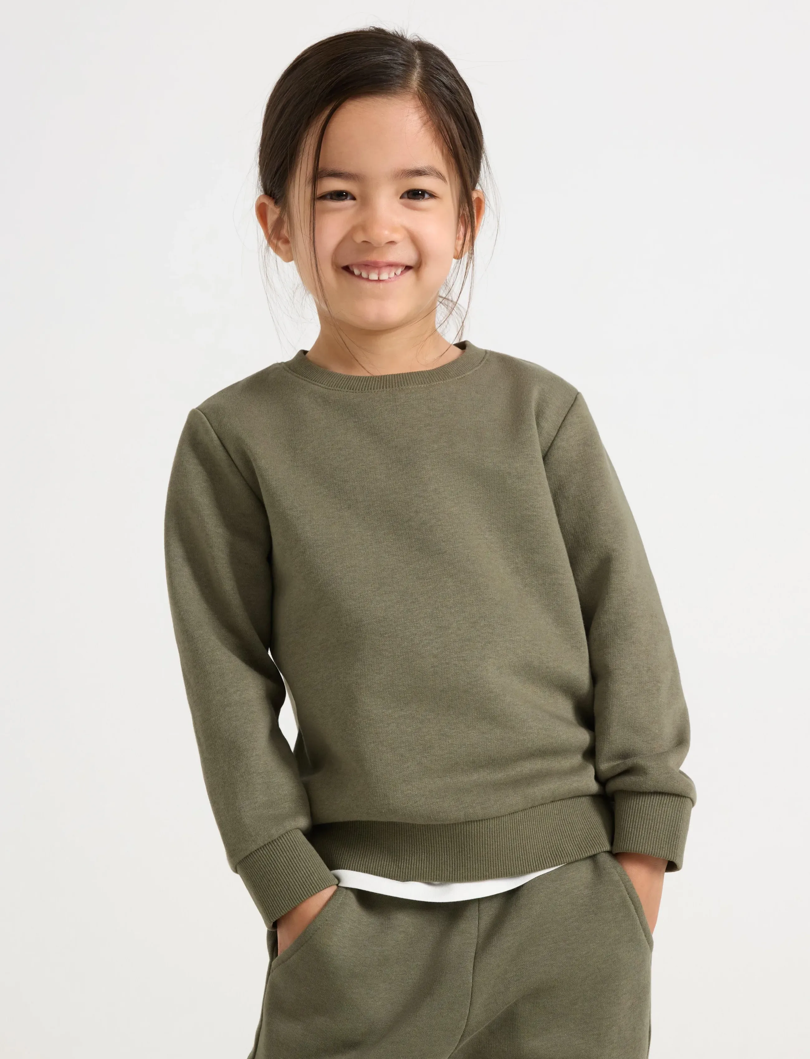 Lindex Sweatshirts Solid Basic, Børn, Basic Sweatshirt, Grøn, Str: 104
