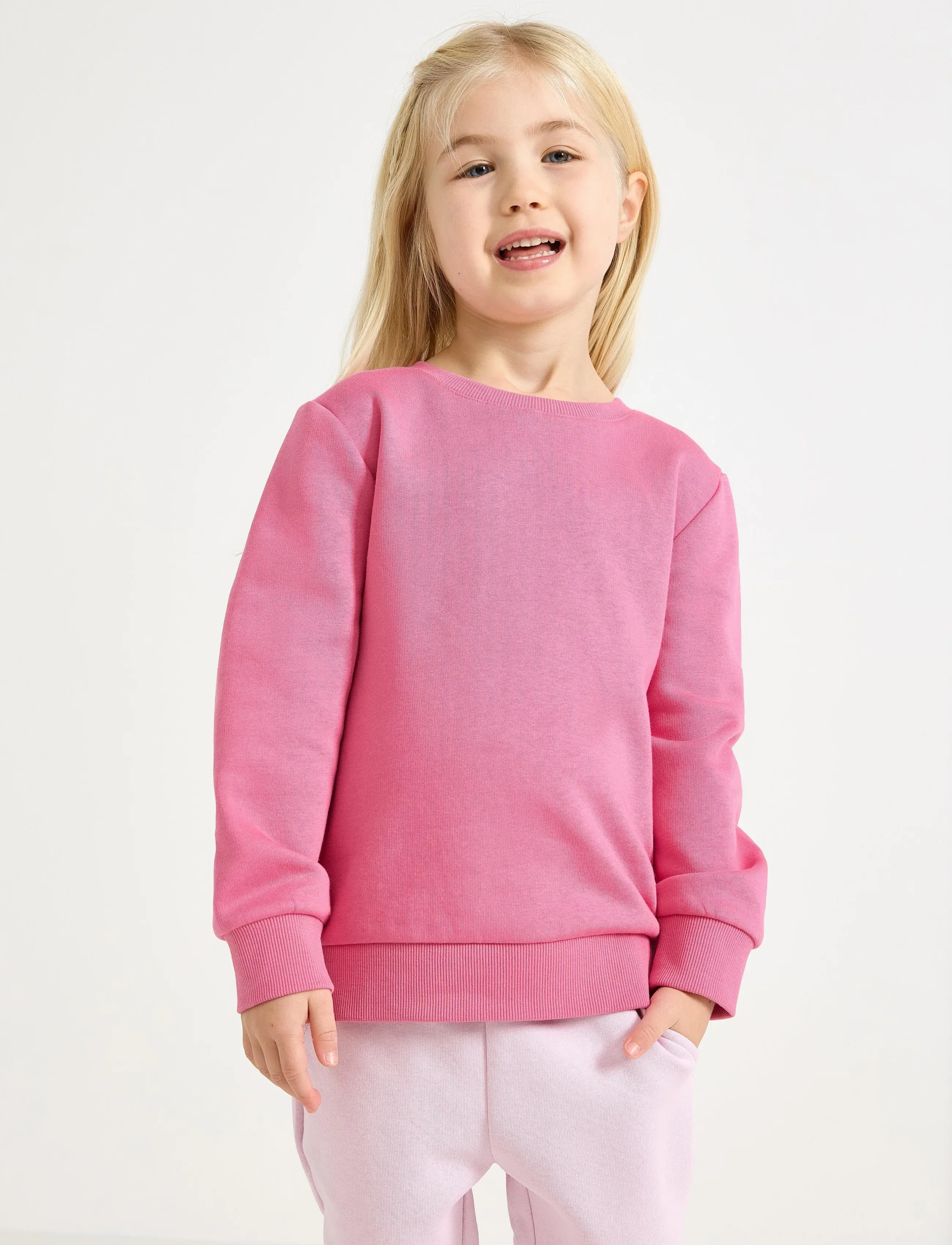 Lindex Sweatshirts Solid Basic, Børn, Basic Sweatshirt, Pink, Str: 116