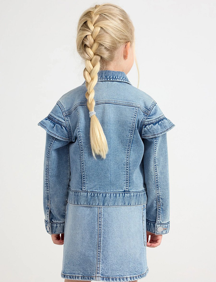 Lindex - Jacket denim frill - jeansjacken - light denim - 3