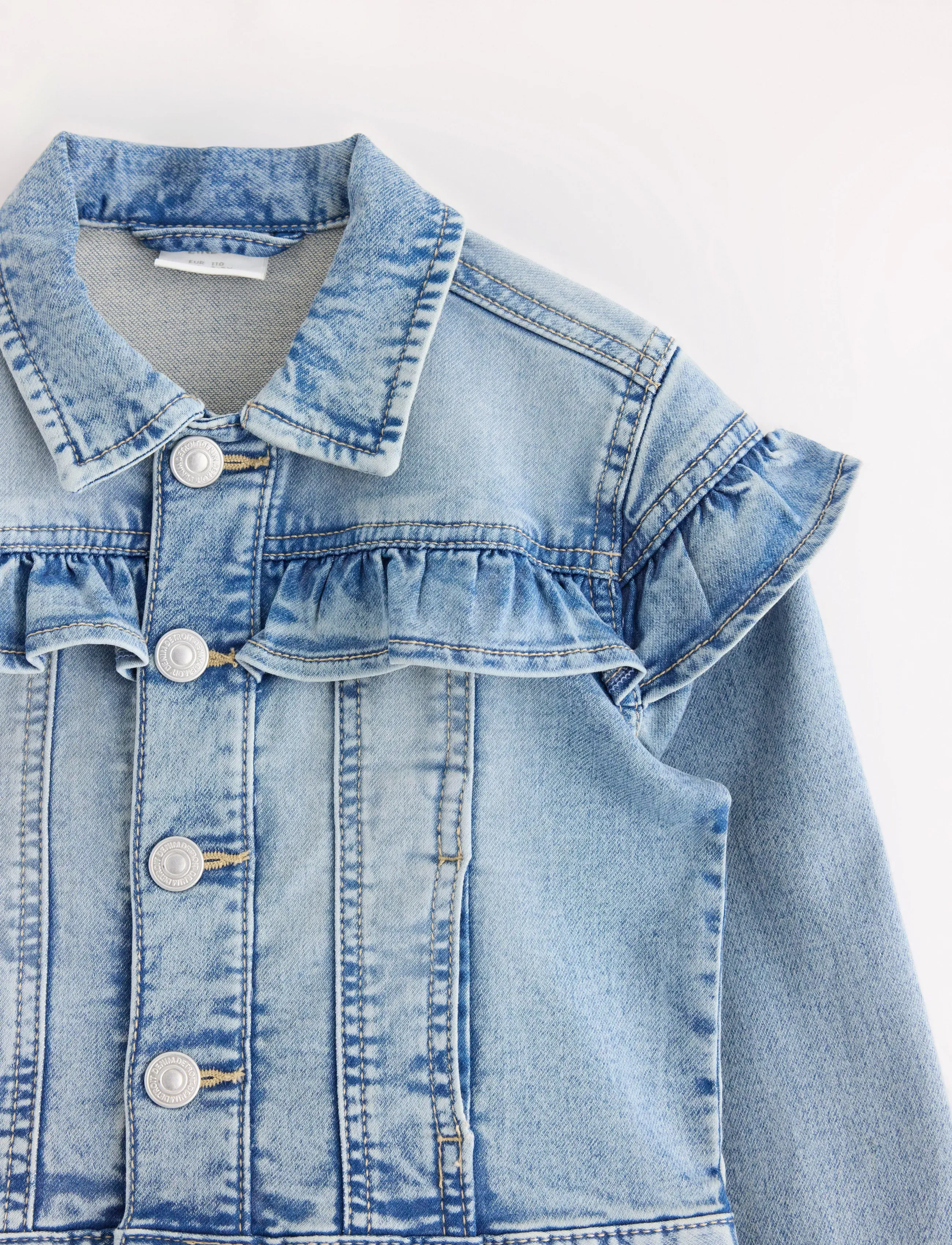 Lindex - Jacket denim frill - sommerschnäppchen - light denim - 5