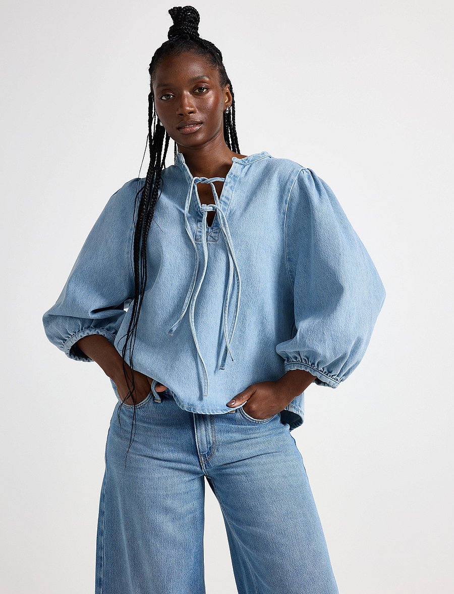 Lindex - Blouse Jossan - jeanshemden - light denim - 0
