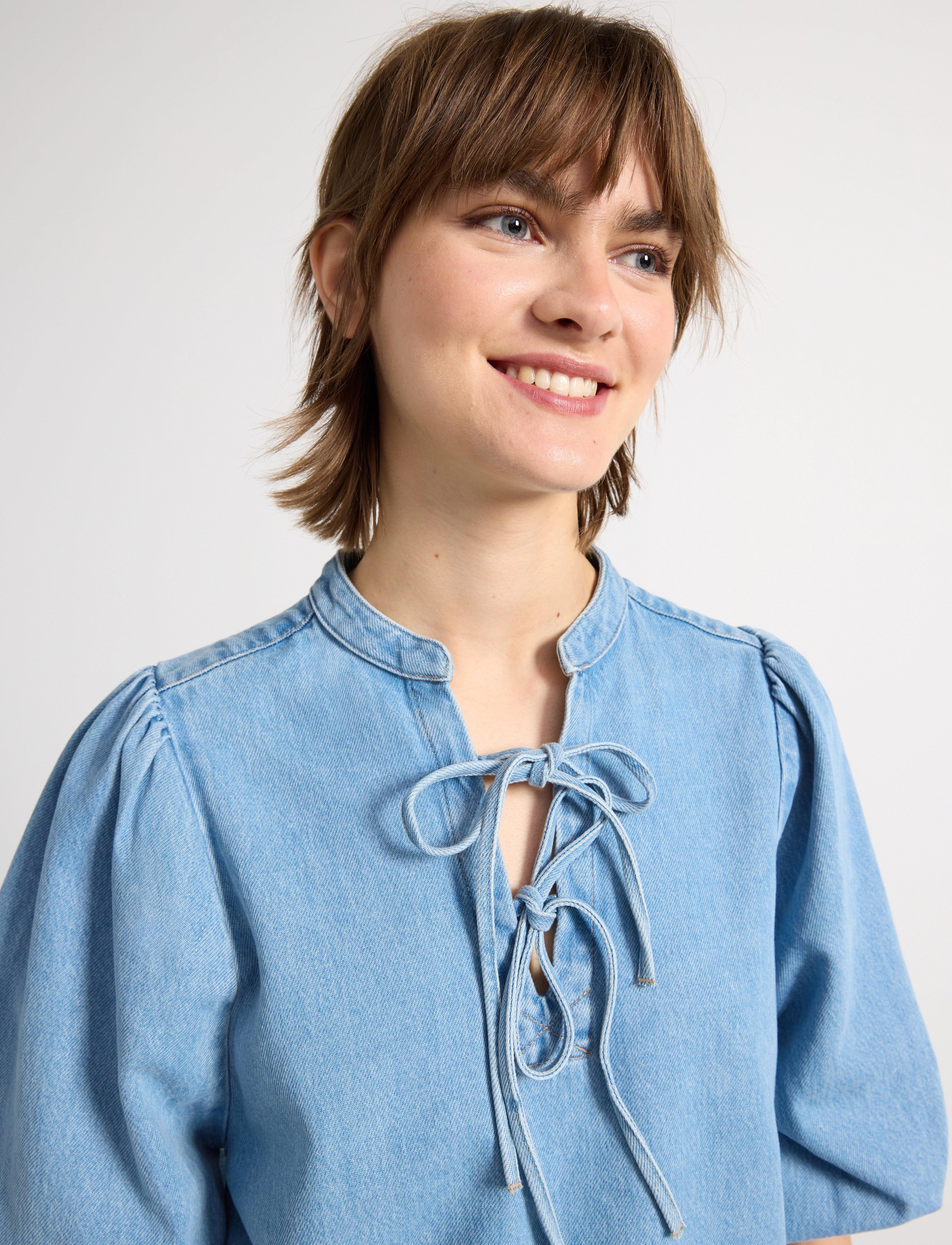 Lindex - Blouse Jossan - denimskjorter - light denim - 4