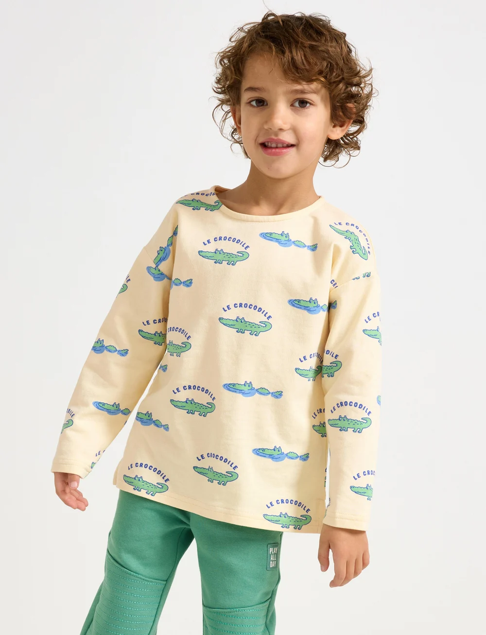 Lindex - Top LS crocodile aop - pikkade varrukatega t-särgid - light yellow - 0