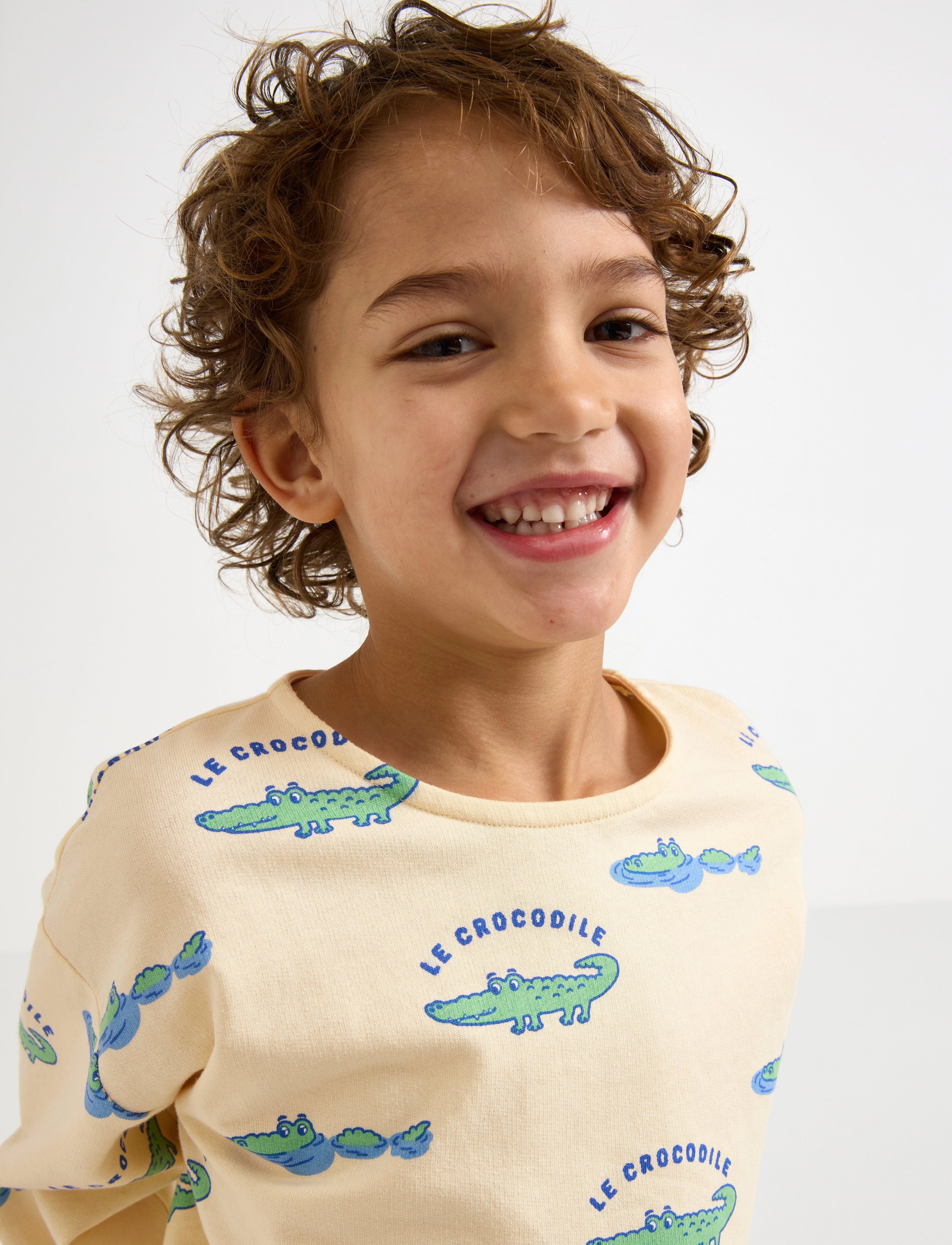 Lindex - Top LS crocodile aop - light yellow - 4