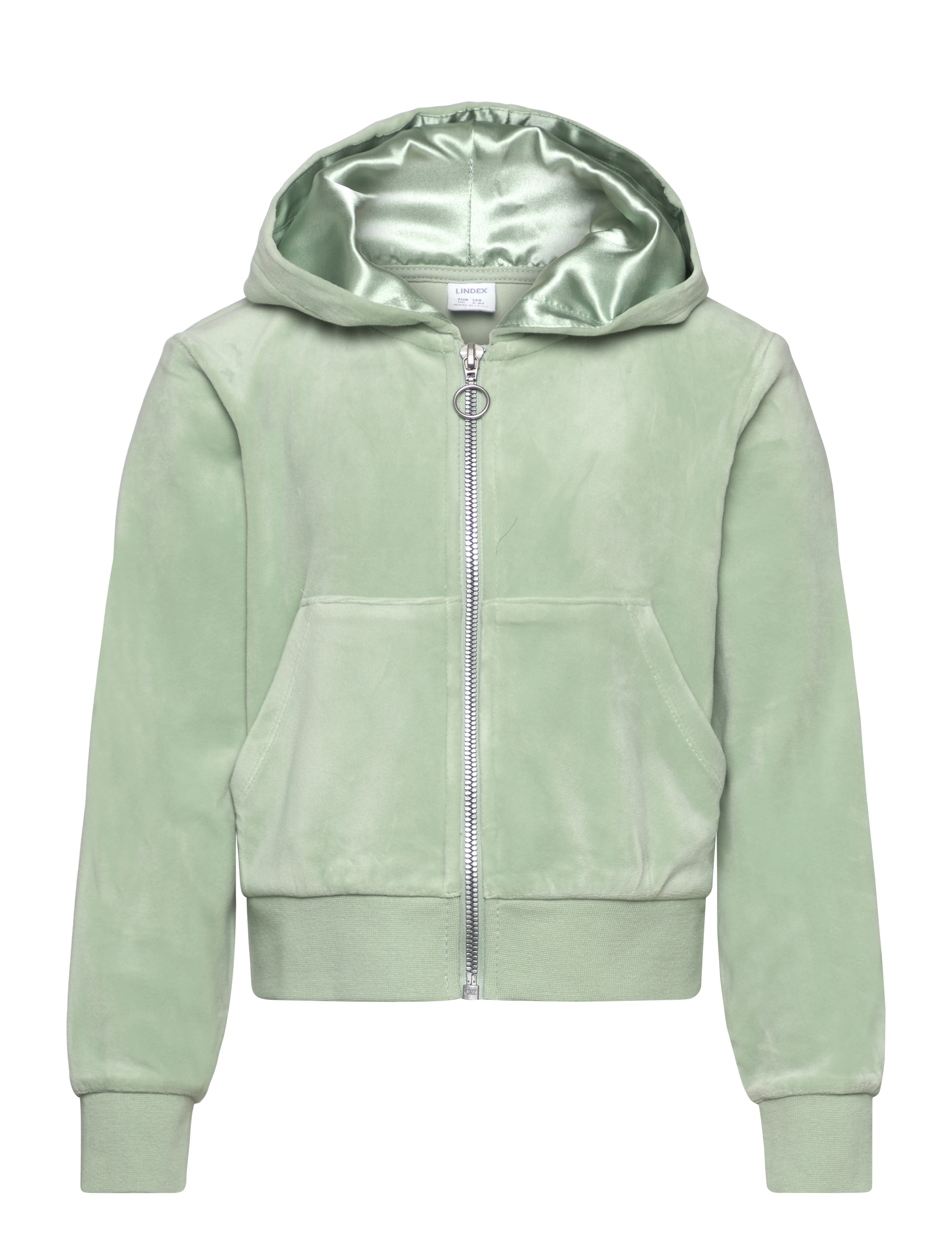 Lindex Velour hoodie - Kids 98-134 - LIGHT DUSTY GREEN / green