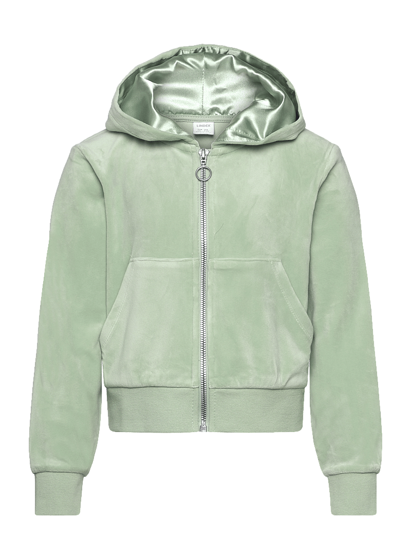 Lindex - Velour hoodie - pulls à capuche - light dusty green - 1