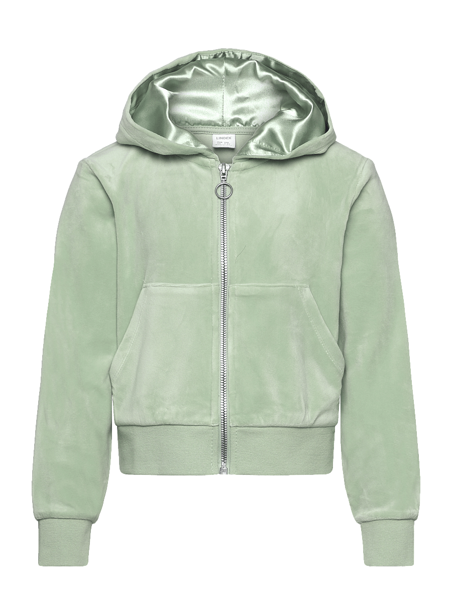 Lindex - Velour hoodie - light dusty green - 1
