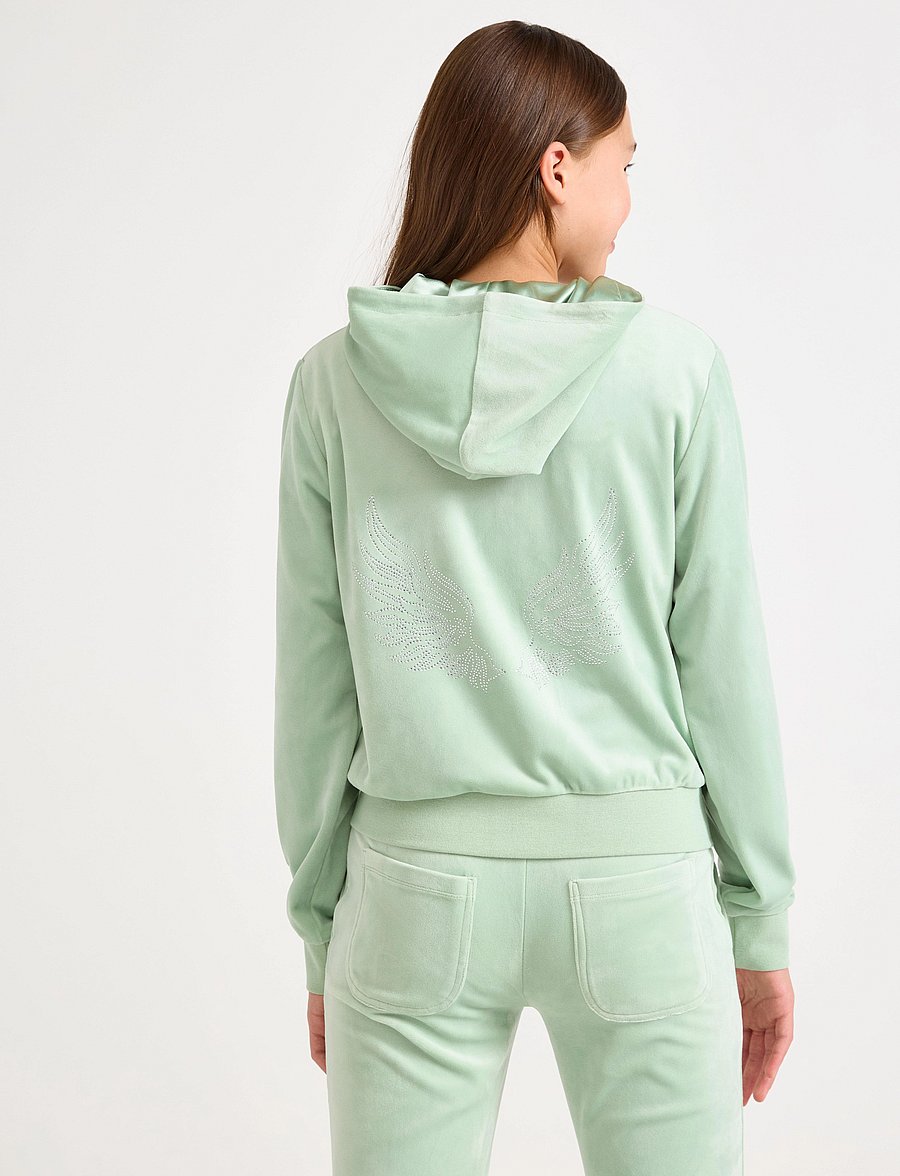 Lindex - Velour hoodie - light dusty green - 3