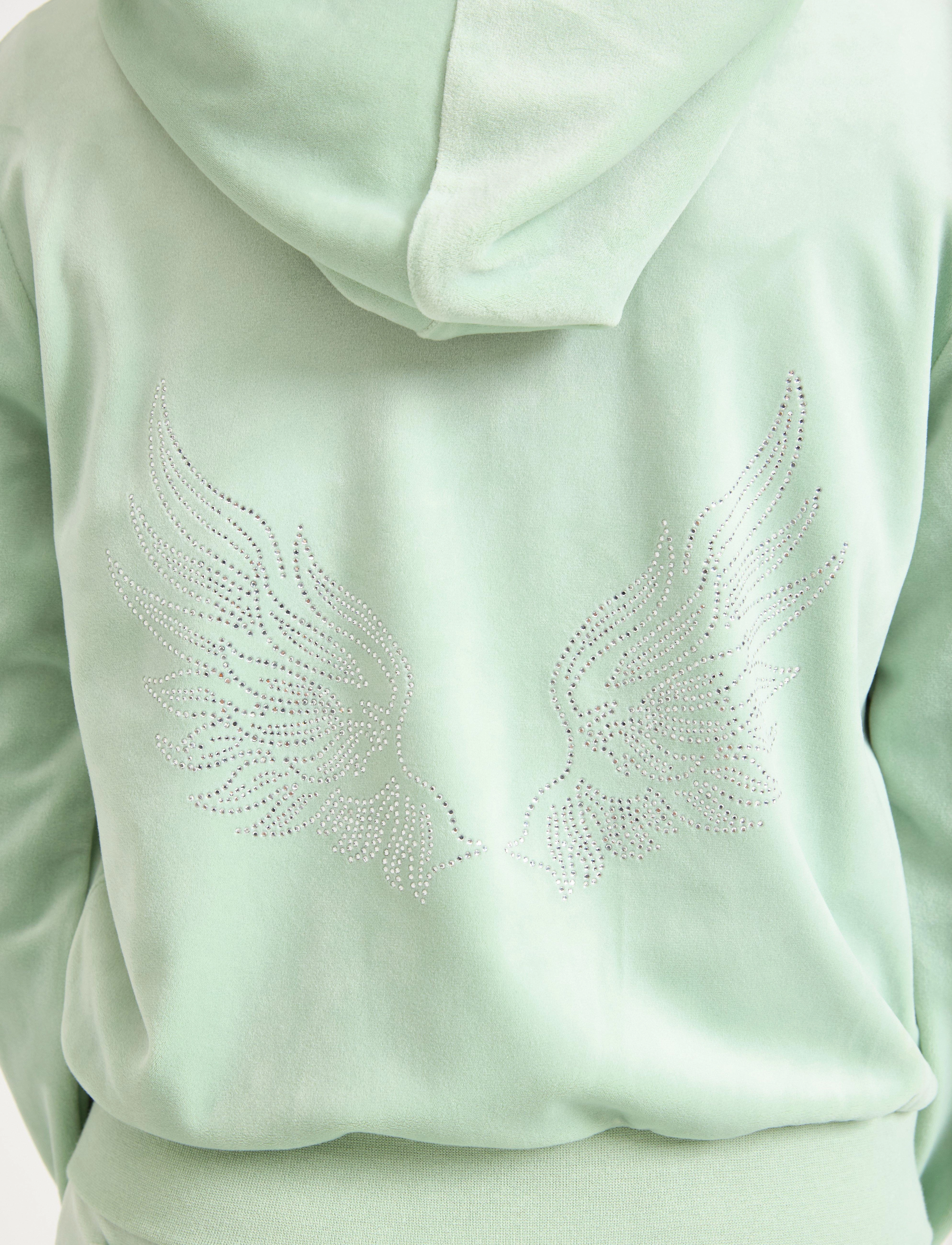 Lindex - Velour hoodie - light dusty green - 4