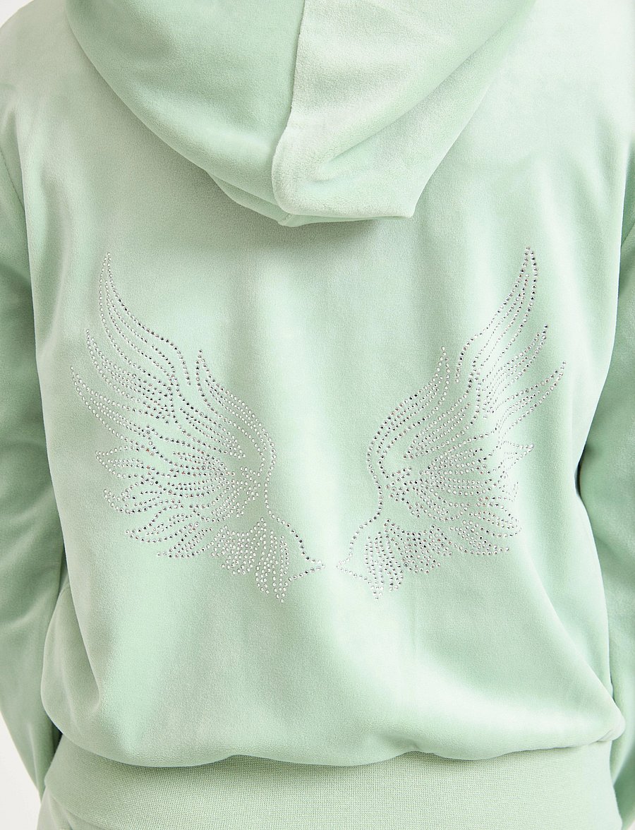 Lindex - Velour hoodie - light dusty green - 4