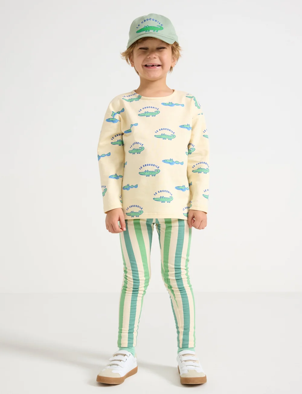 Lindex - Leggings striped - leggings - dusty green - 0