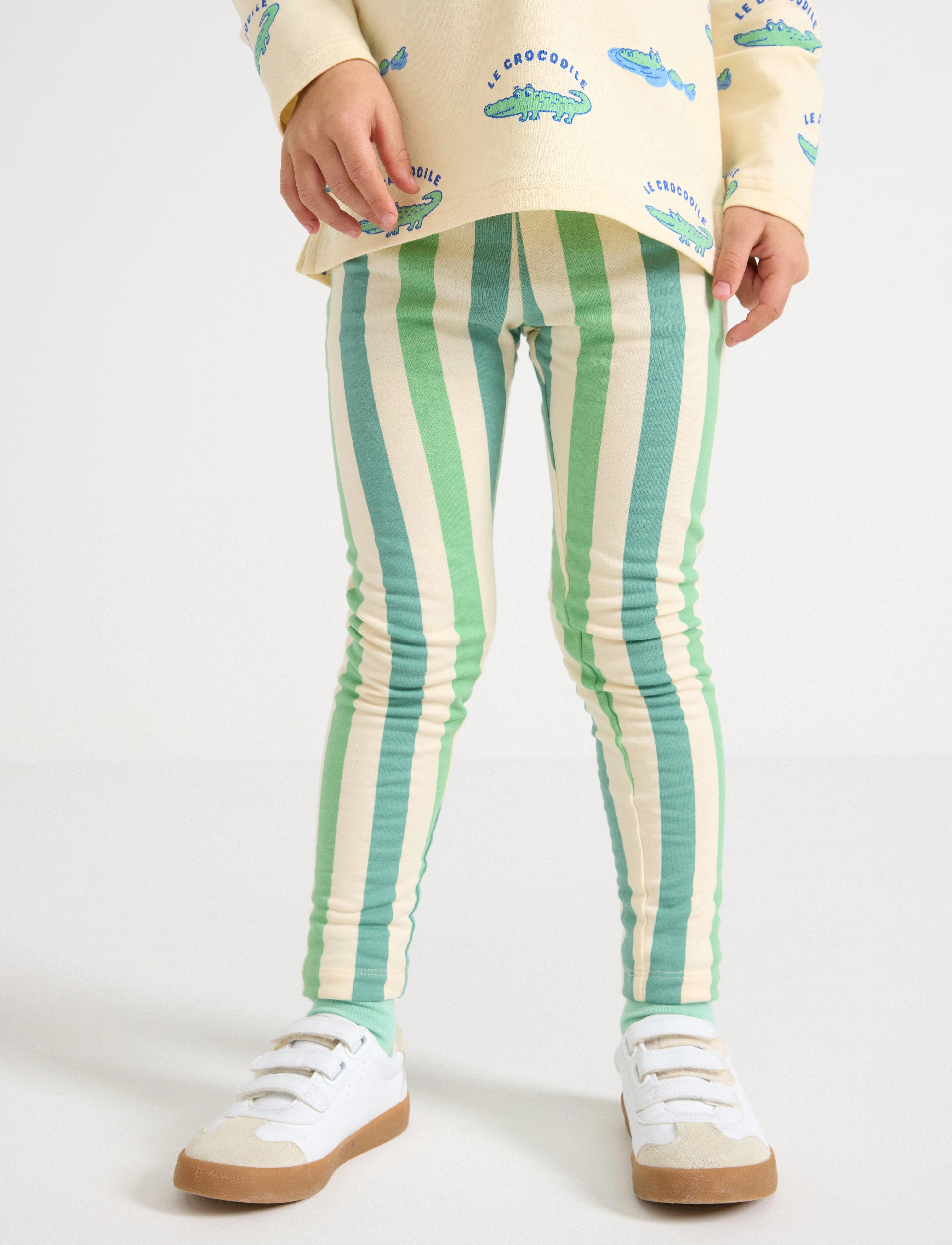 Lindex - Leggings striped - dusty green - 4