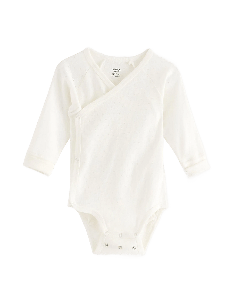 Lindex - Wrap bodysuit in pointelle - osta vanuse järgi - light dusty white - 0
