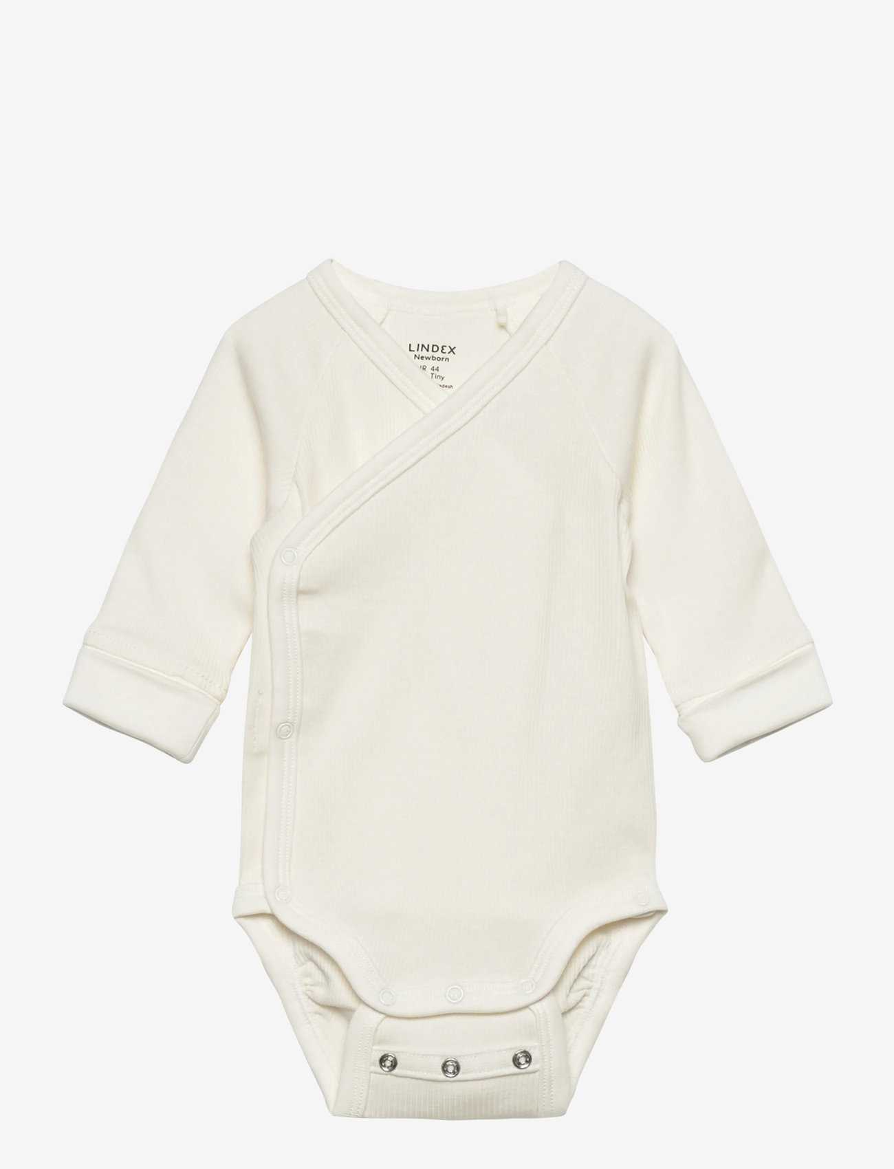 Lindex - Ribbed wrap bodysuit - body z długimi rękawami - light dusty white - 0