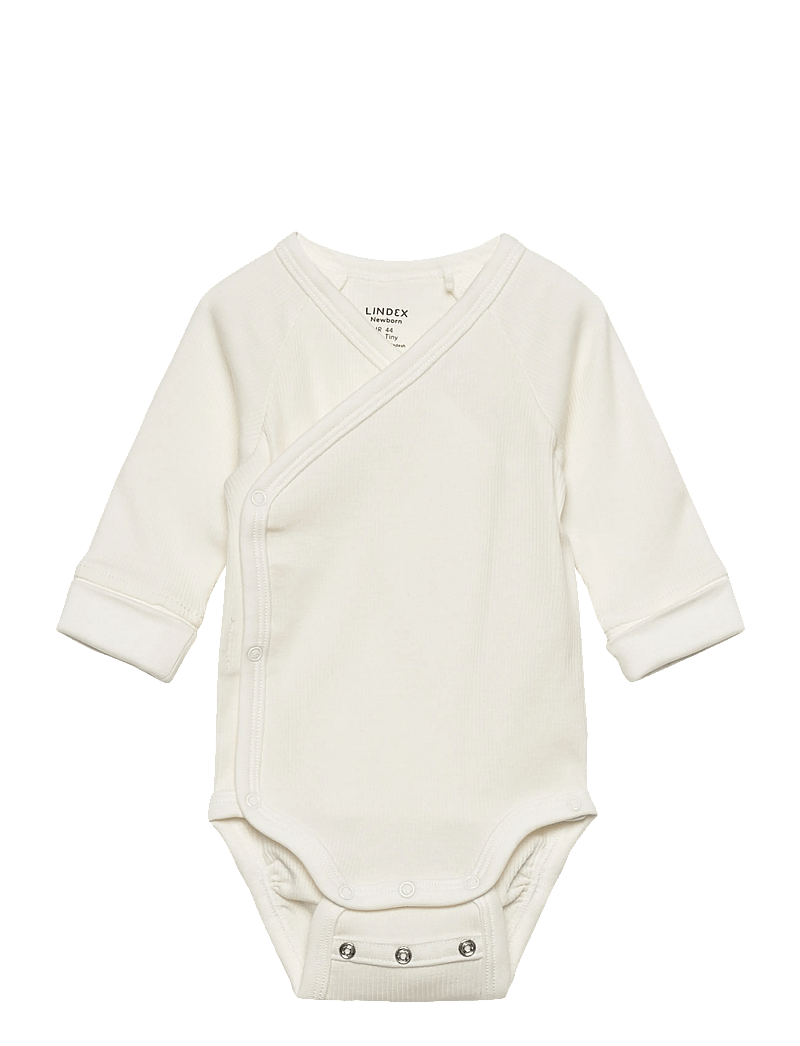 Lindex - Ribbed wrap bodysuit - body z długimi rękawami - light dusty white - 0