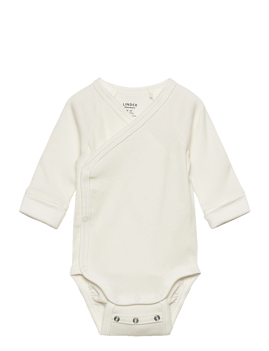 Lindex - Body wrap rib solid - langärmelige bodys - light dusty white - 0