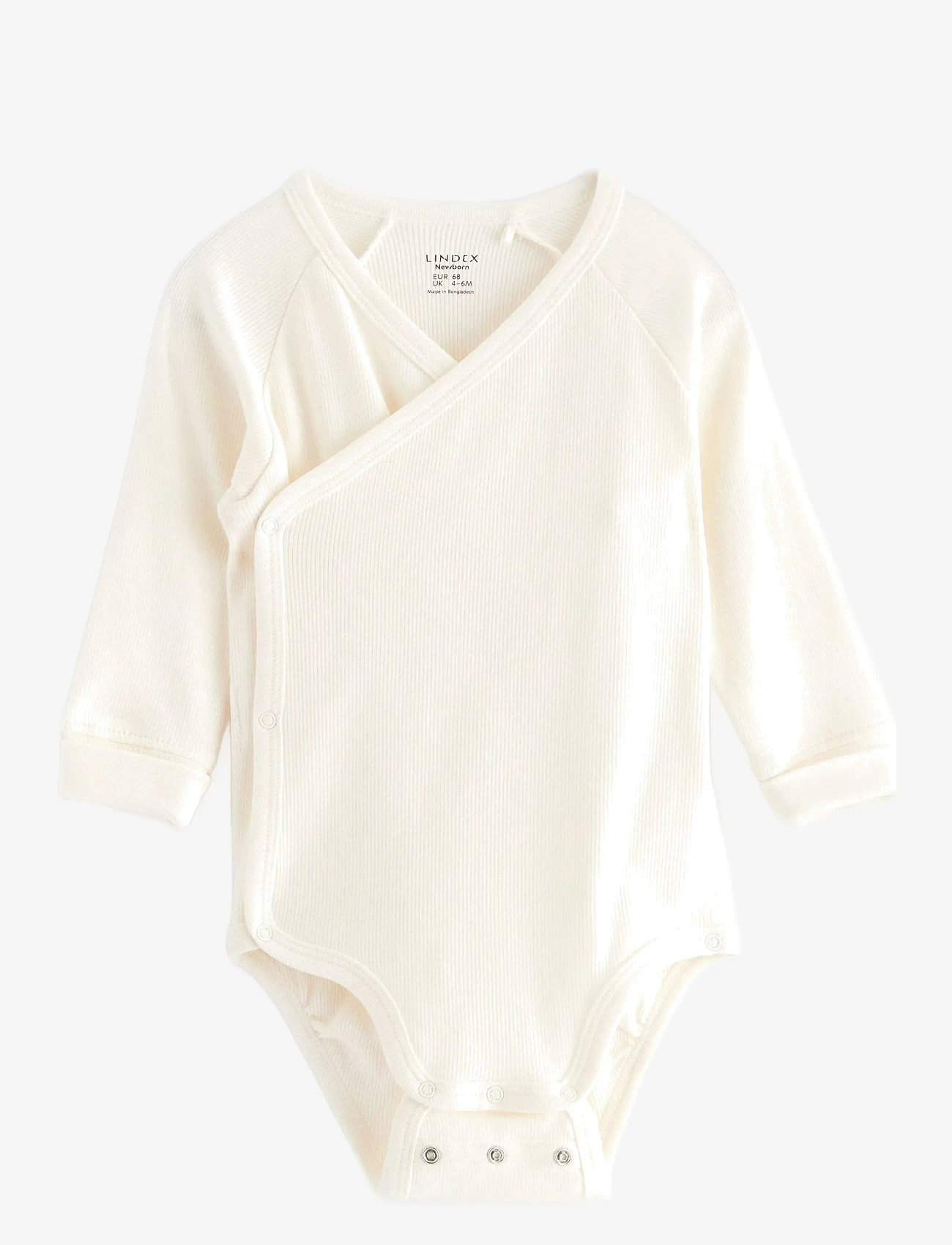 Lindex - Ribbed wrap bodysuit - langærmede bodyer - light dusty white - 0