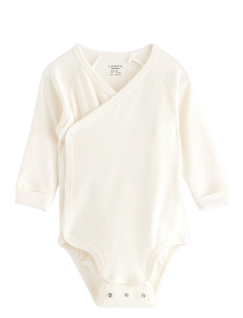 Lindex - Body wrap rib solid - langærmede bodyer - light dusty white - 0