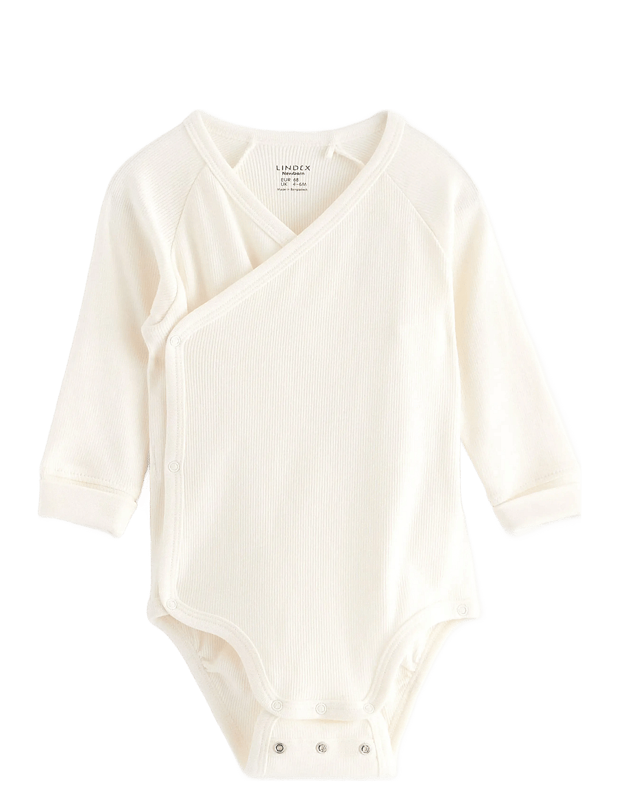 Lindex - Body wrap rib solid - langärmelige bodys - light dusty white - 0