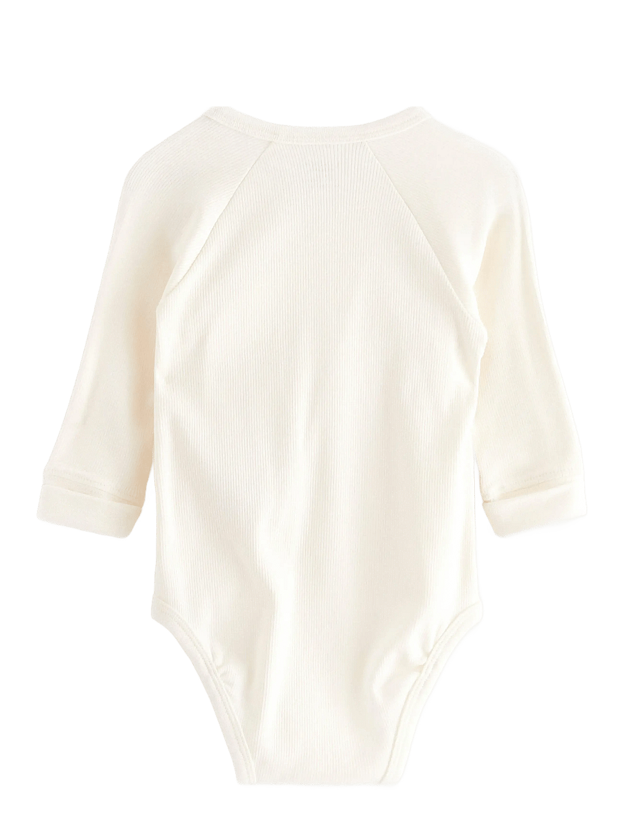Lindex - Body wrap rib solid - langärmelige bodys - light dusty white - 1