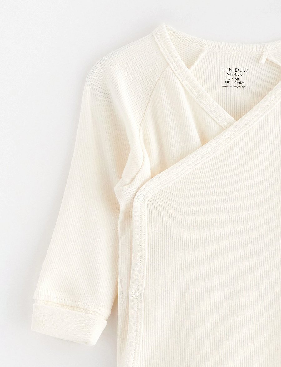 Lindex - Body wrap rib solid - langärmelige bodys - light dusty white - 2