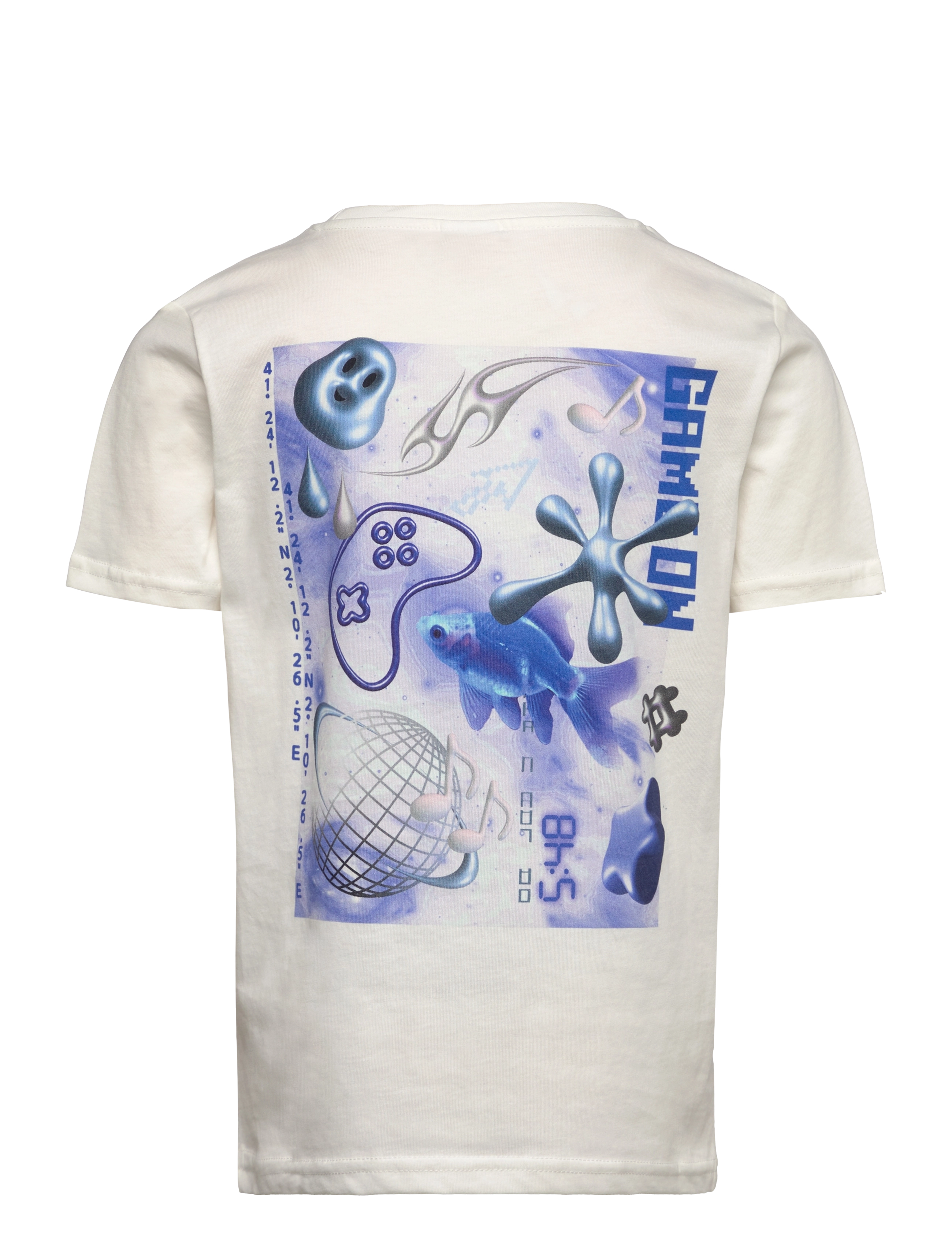 Lindex - T shirt computer AI backprint - marškinėliai - dark dusty white - 2