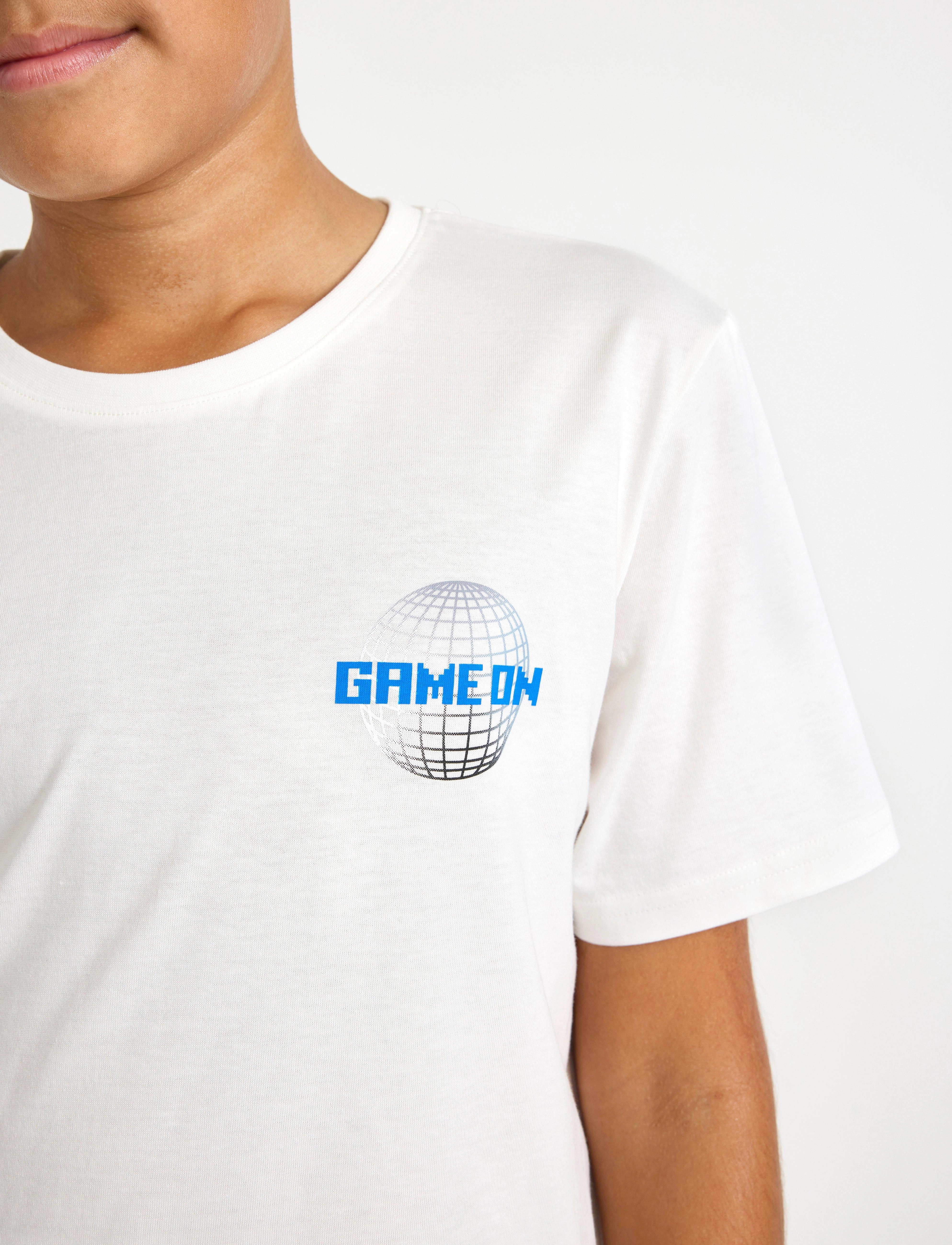 Lindex - T shirt computer AI backprint - marškinėliai - dark dusty white - 4