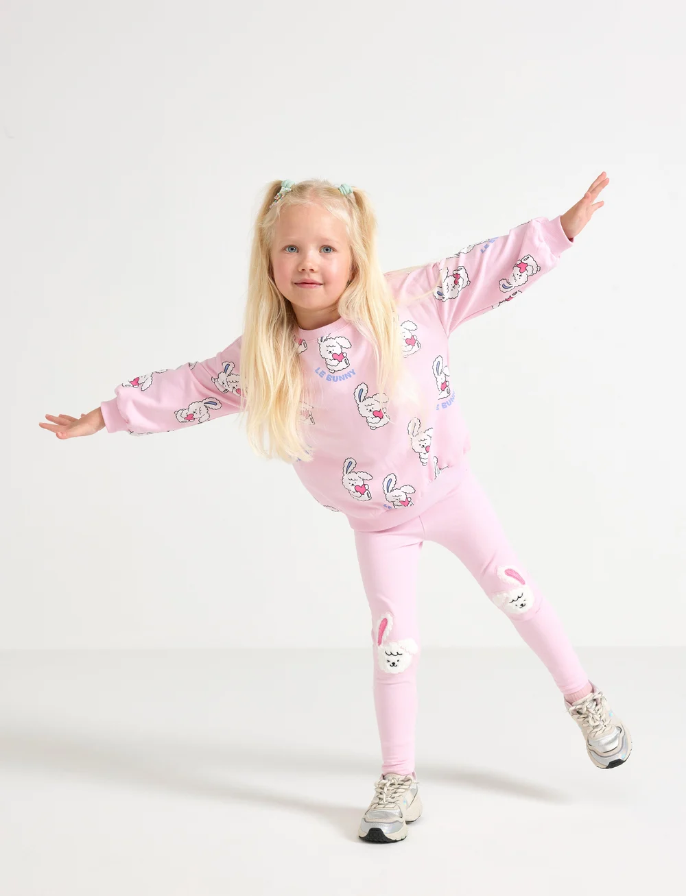 Lindex - Leggings bunnies knee applique - leggings - light pink - 0