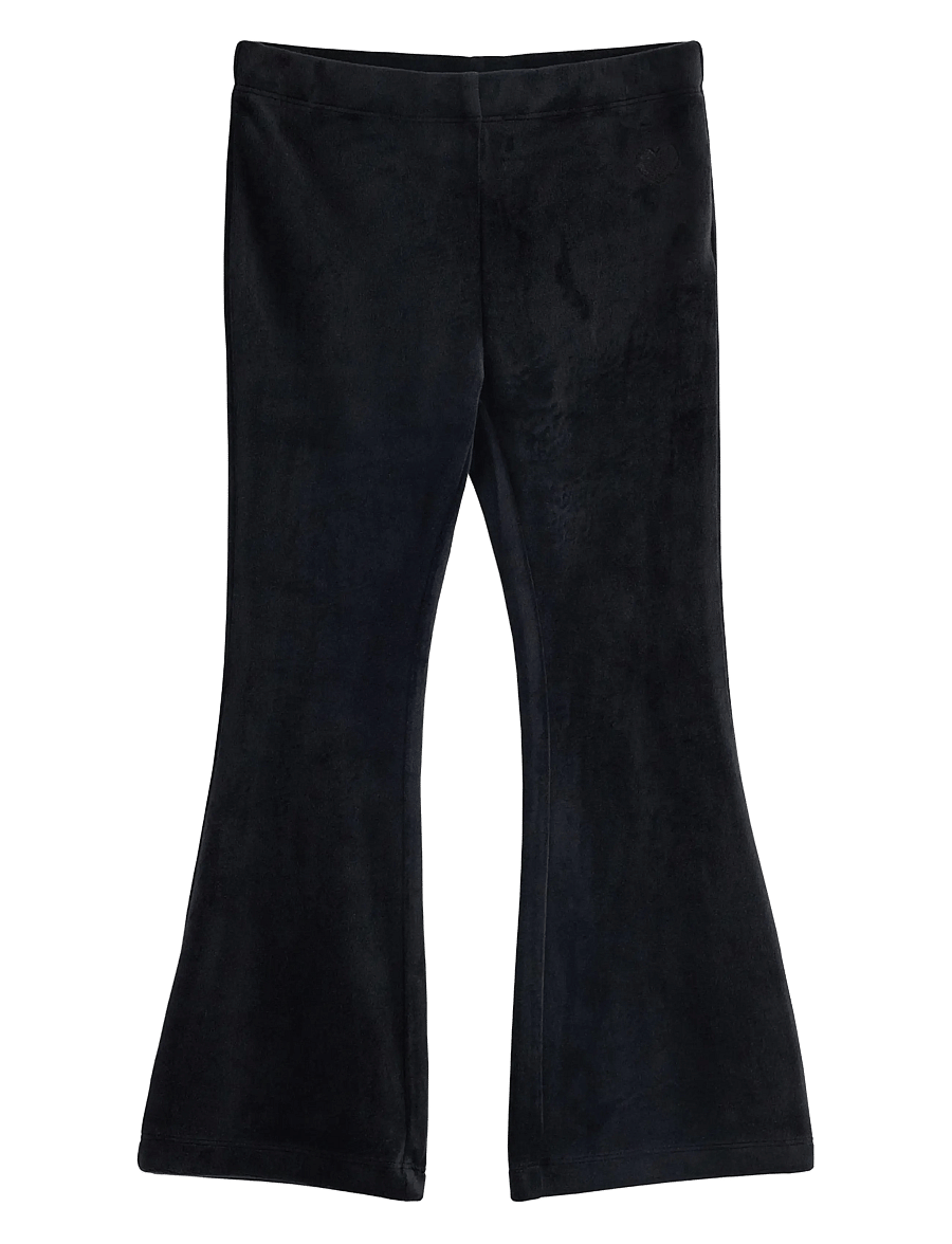 Lindex - Leggings flare velour solid - leggings - black - 1