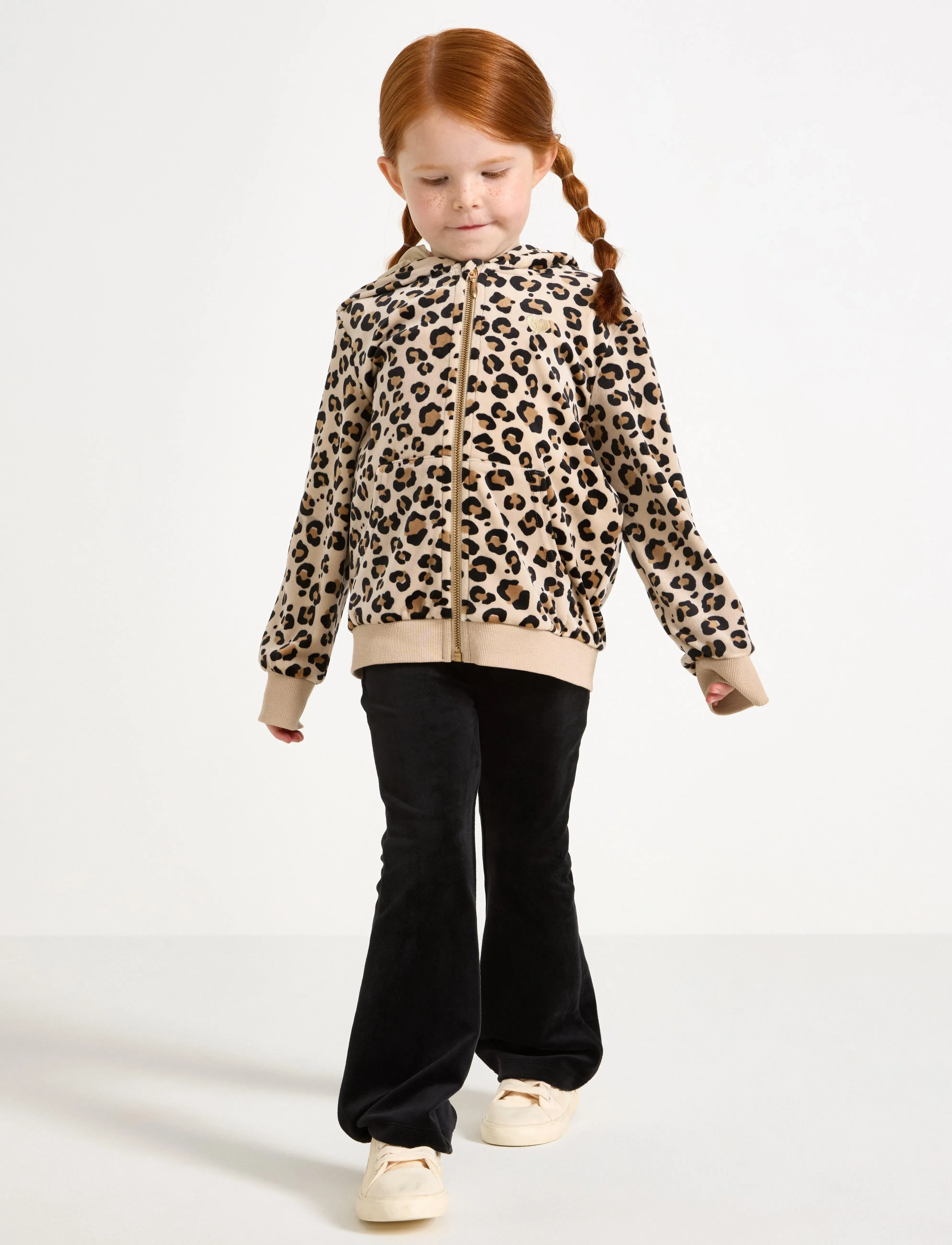 Lindex Leggings flare velour solid - Leggings - BLACK / black