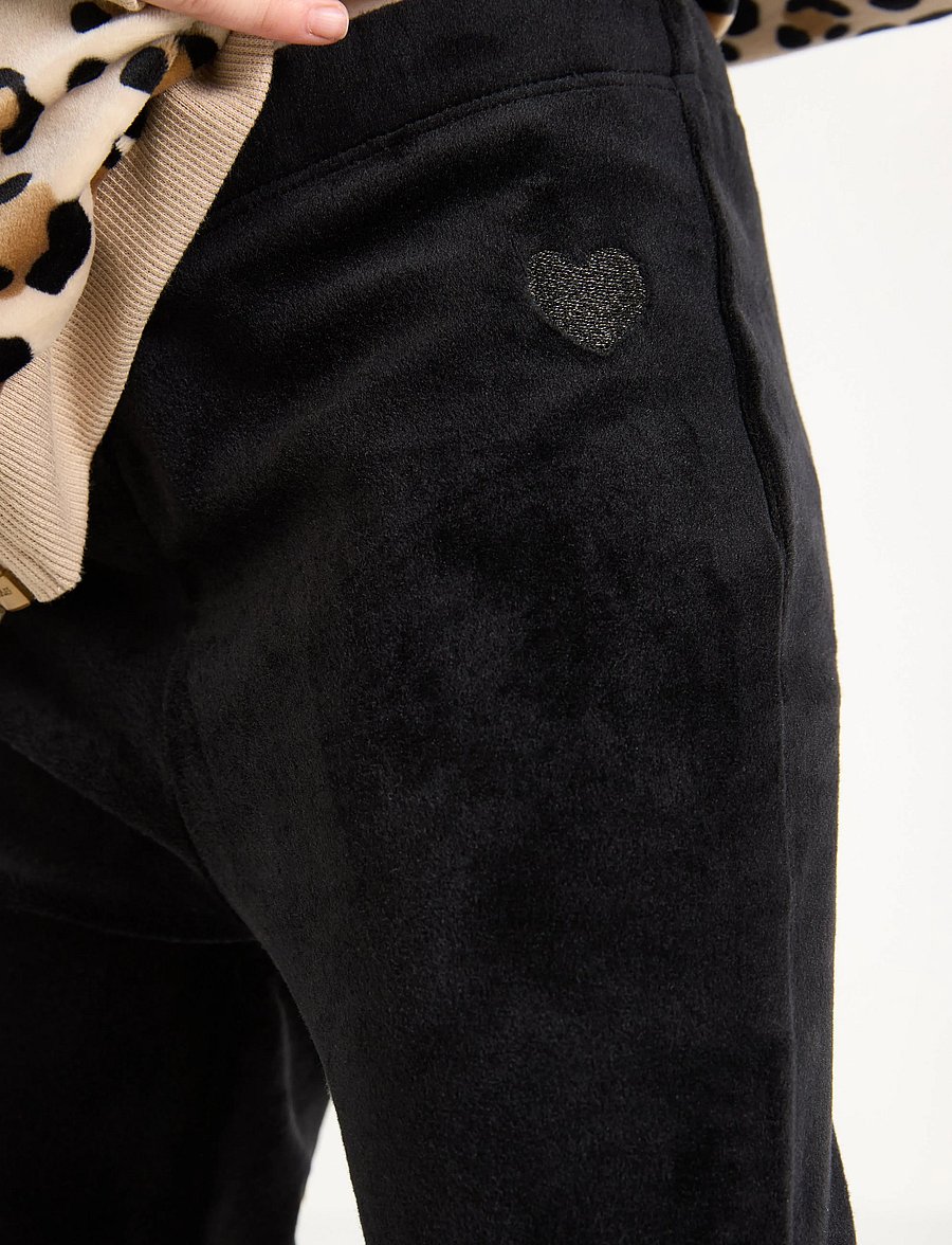 Lindex - Leggings flare velour solid - leggings - black - 4