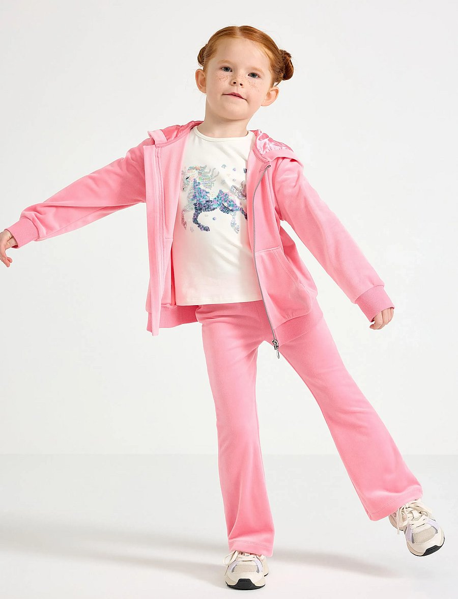 Lindex - Leggings flare velour solid - leggings - pink - 0