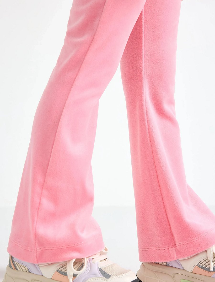 Lindex - Leggings flare velour solid - leggings - pink - 4