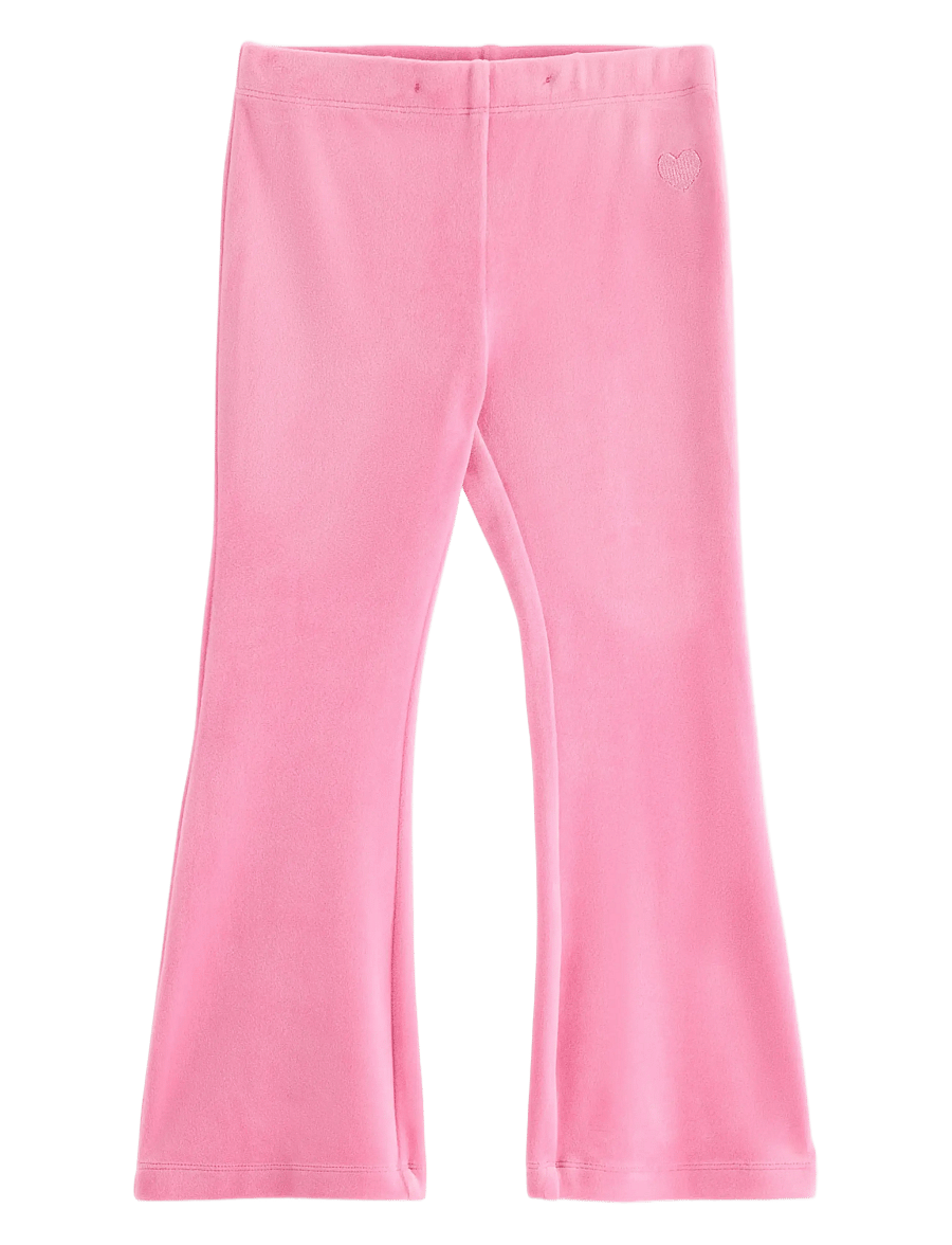 Lindex - Leggings flare velour solid - leggings - pink - 1