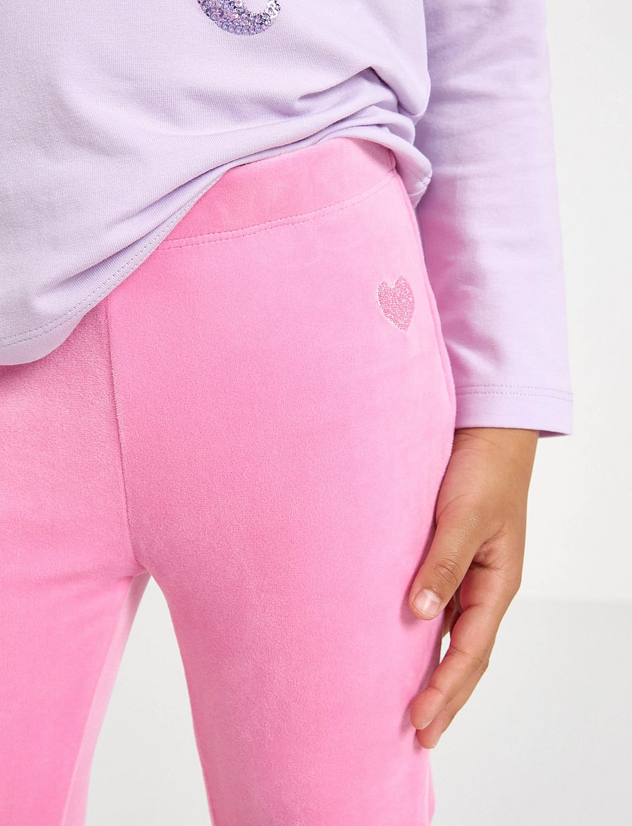Lindex - Leggings flare velour solid - leggings - pink - 4