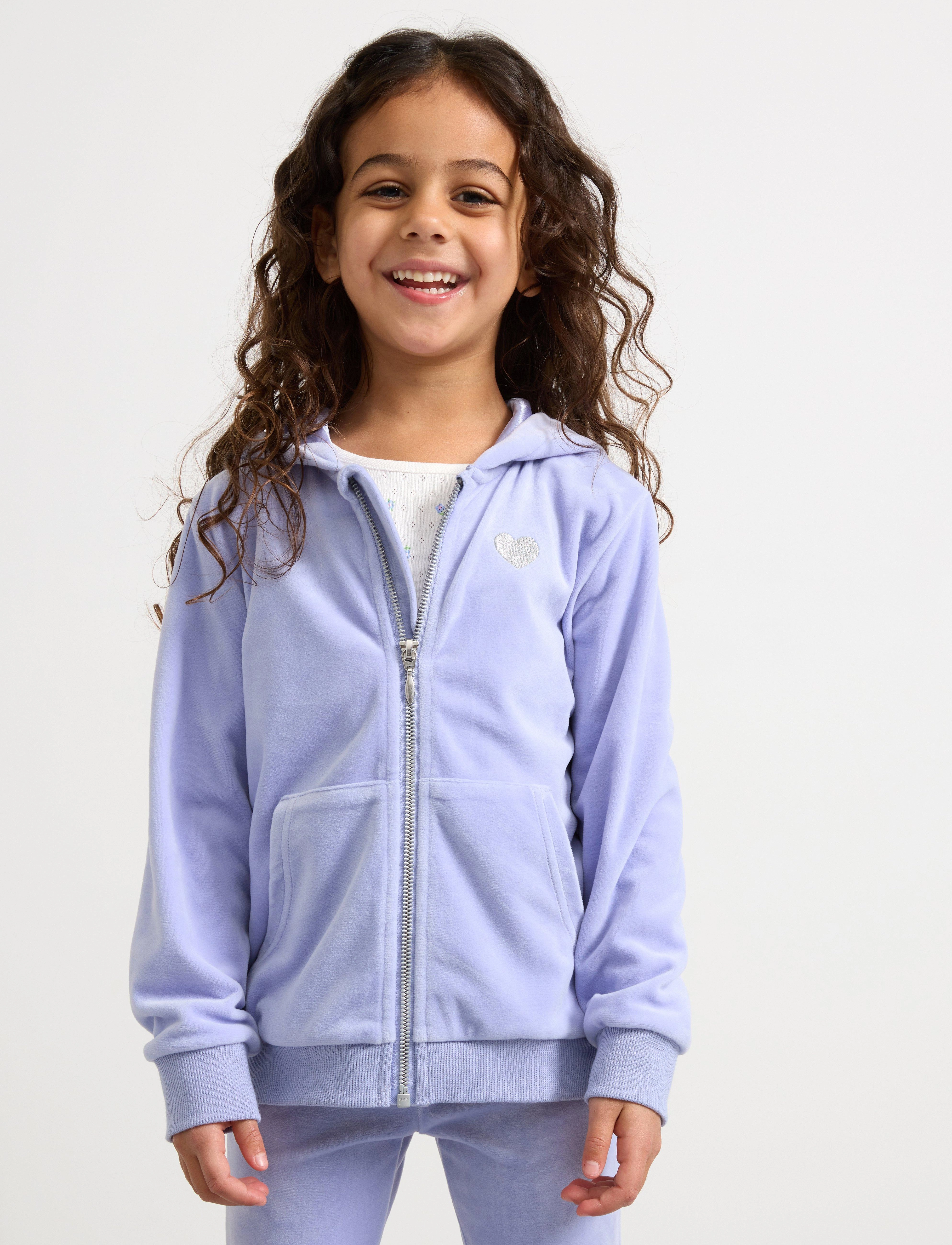 Lindex Hoodjacket velour solid - Sweatshirts & Kapuzenpullover - LIGHT BLUE / purple
