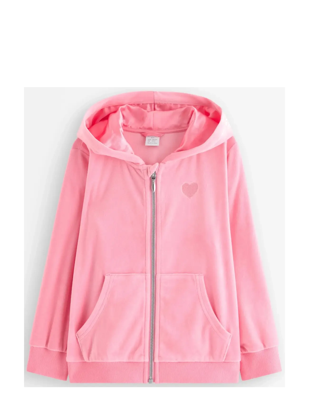 Hoodjacket velour solid - PINK