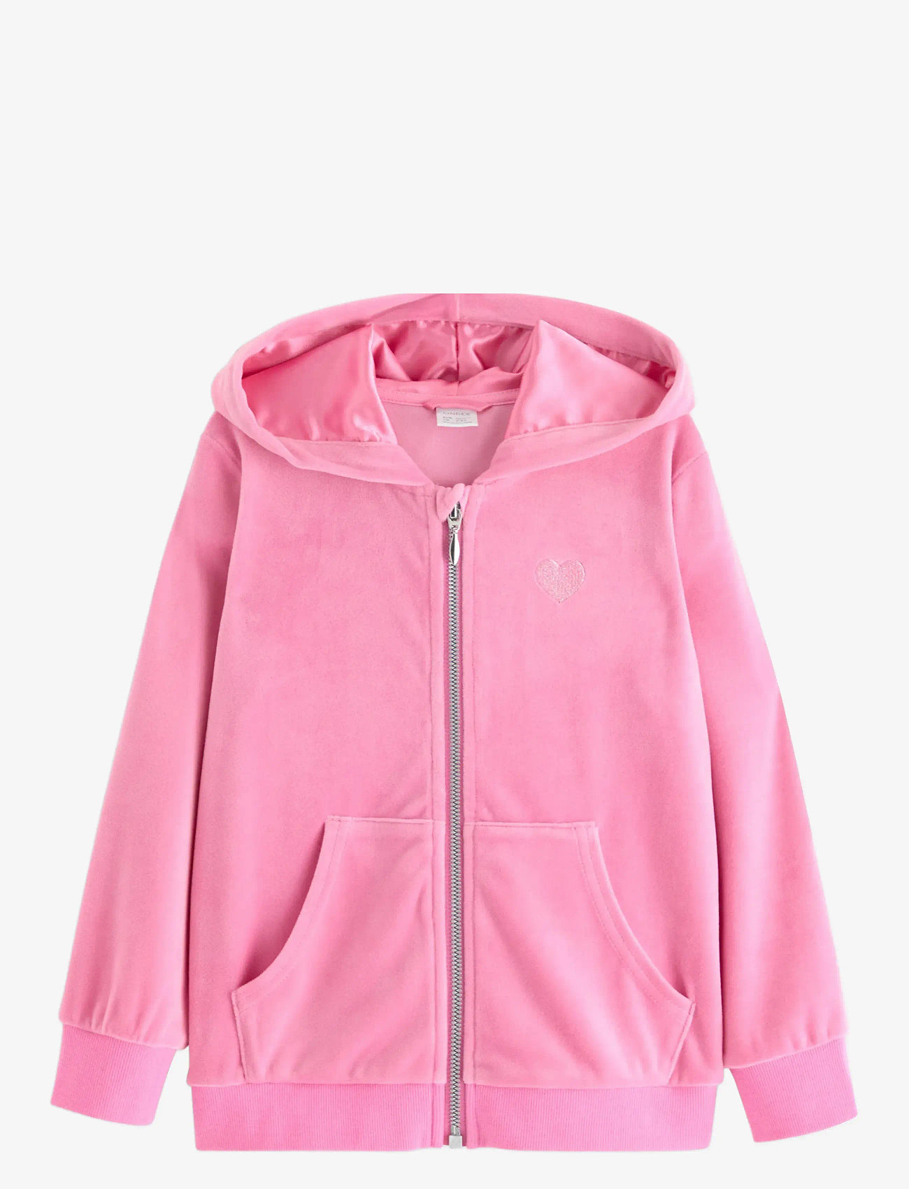 Lindex - Hoodie in velour - huvtröjor - pink - 1