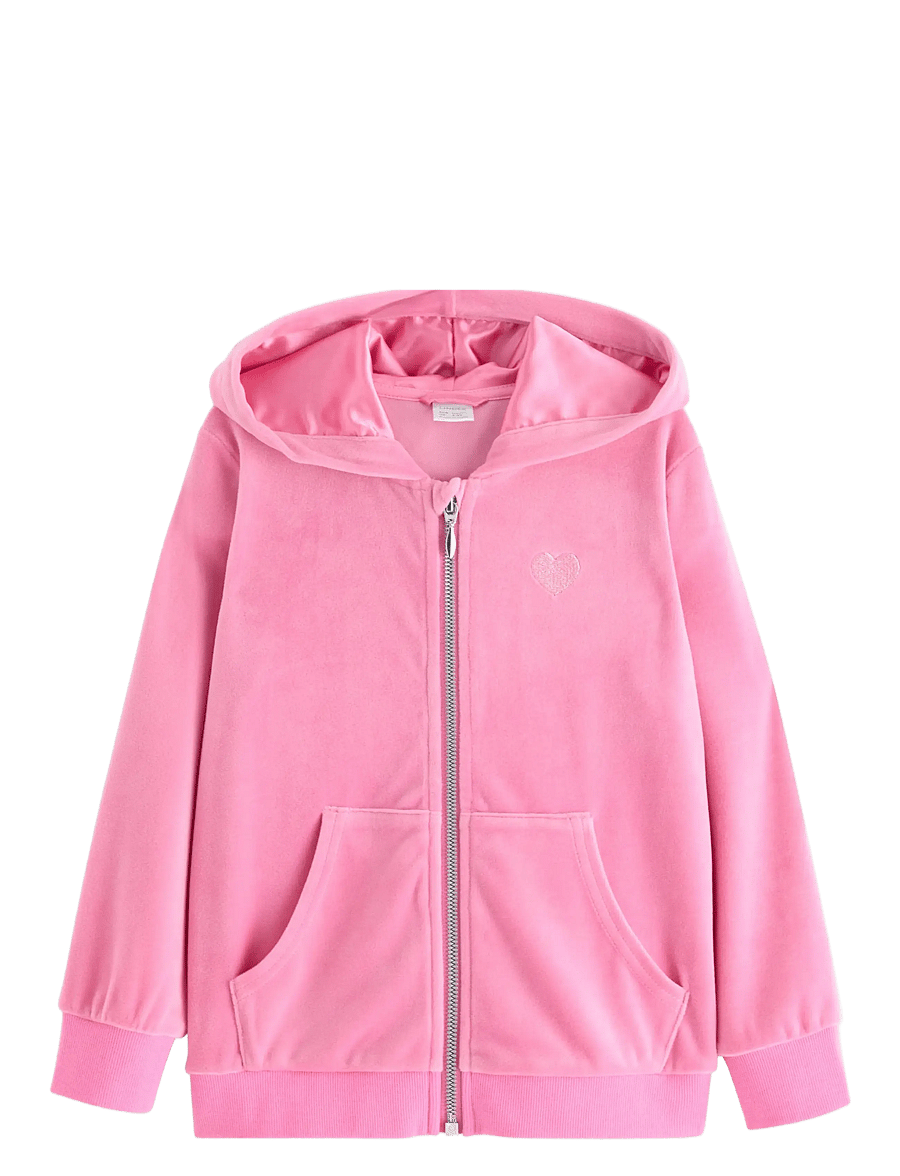 Lindex - Hoodie in velour - kapuzenpullover - pink - 1
