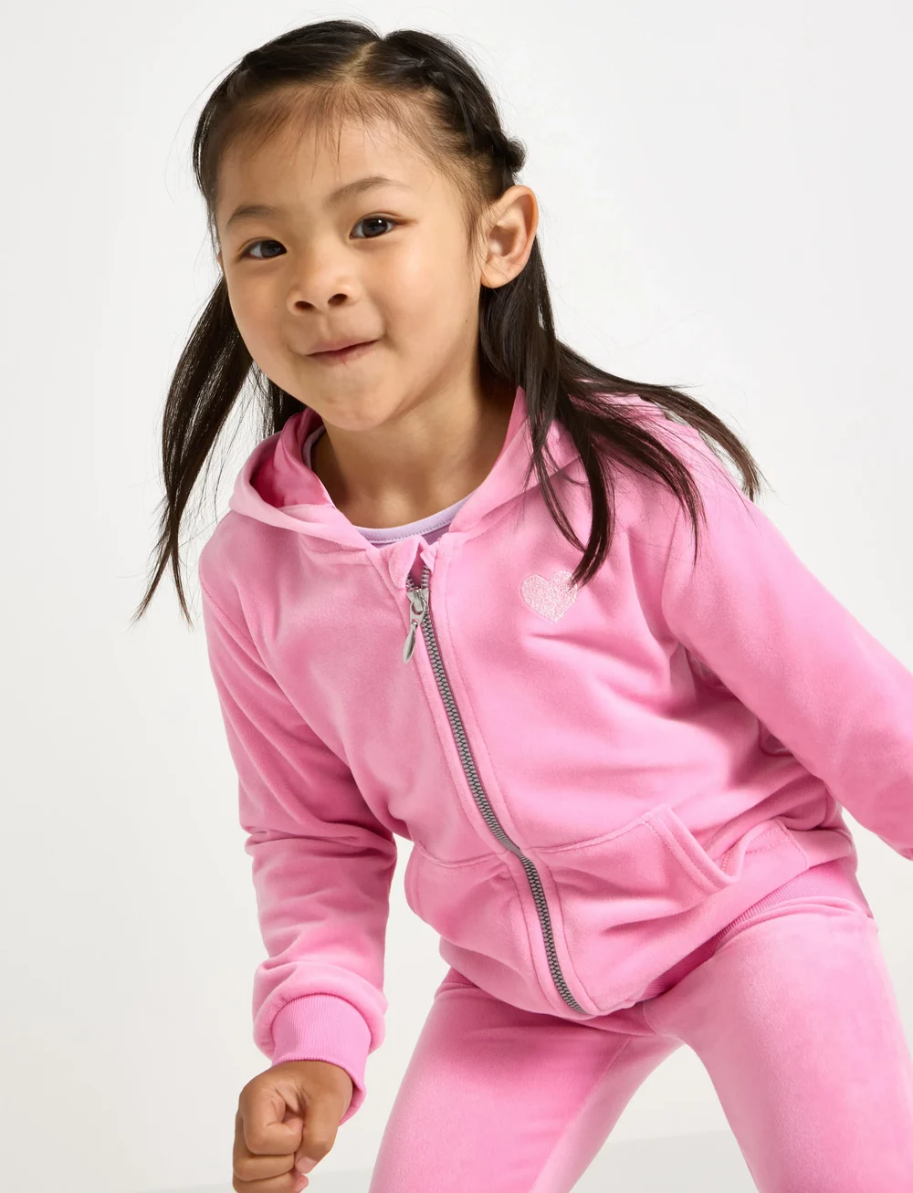 Lindex - Hoodjacket velour solid - kapuzenpullover - pink - 0