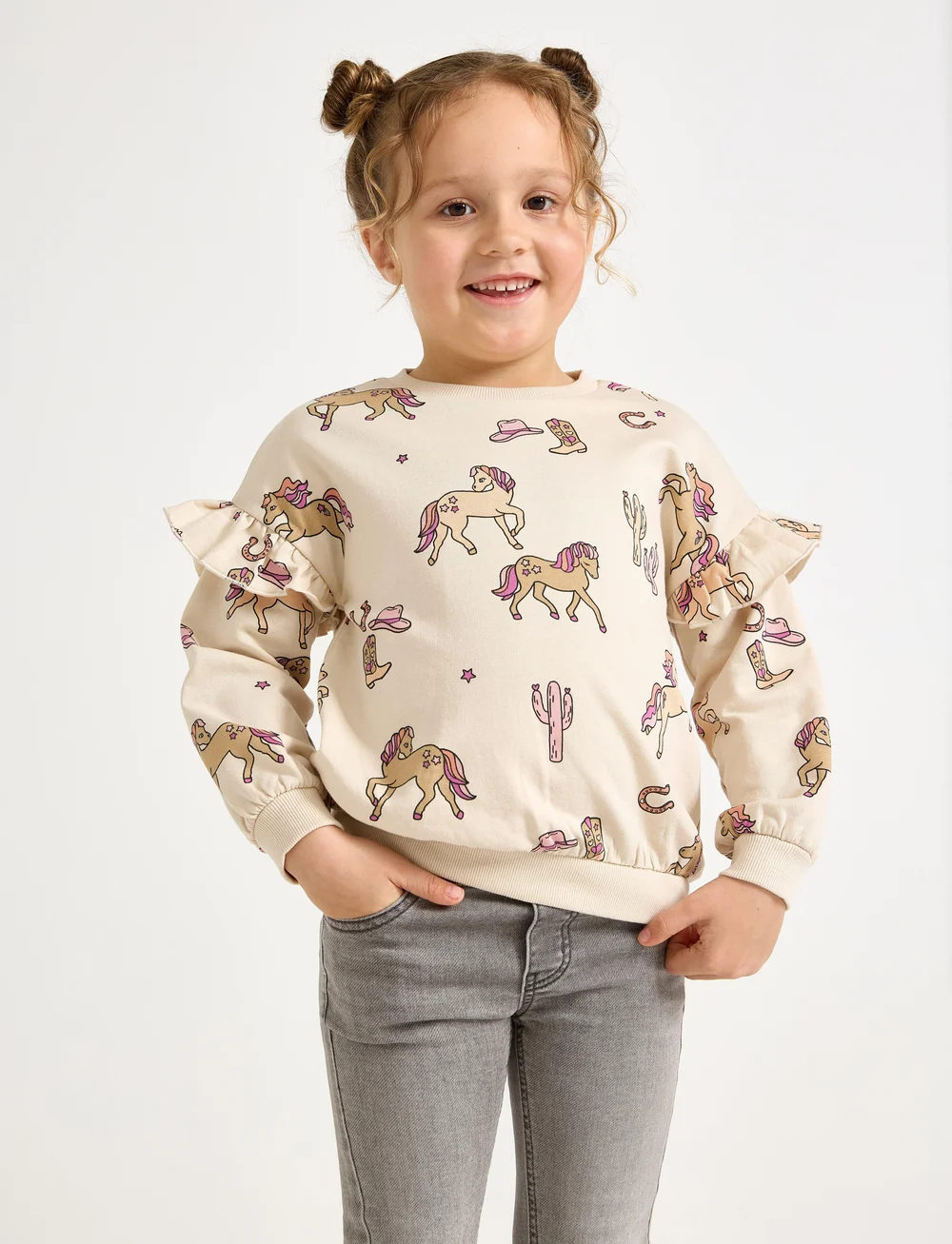 Lindex - Sweatshirt with frill detail A - dressipluusid - light beige - 0