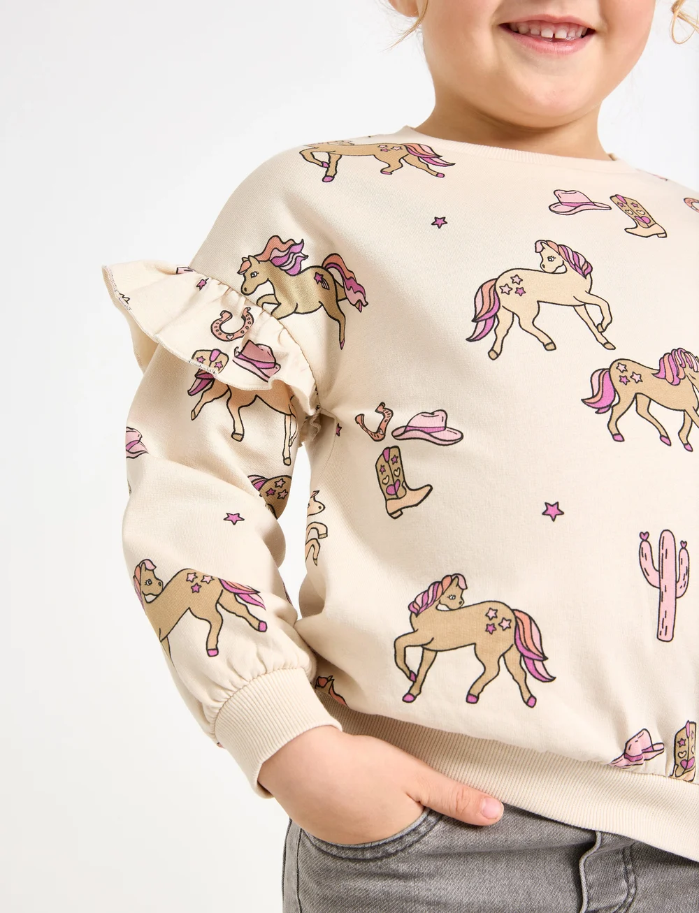 Lindex - Sweatshirt with frill detail A - dressipluusid - light beige - 4