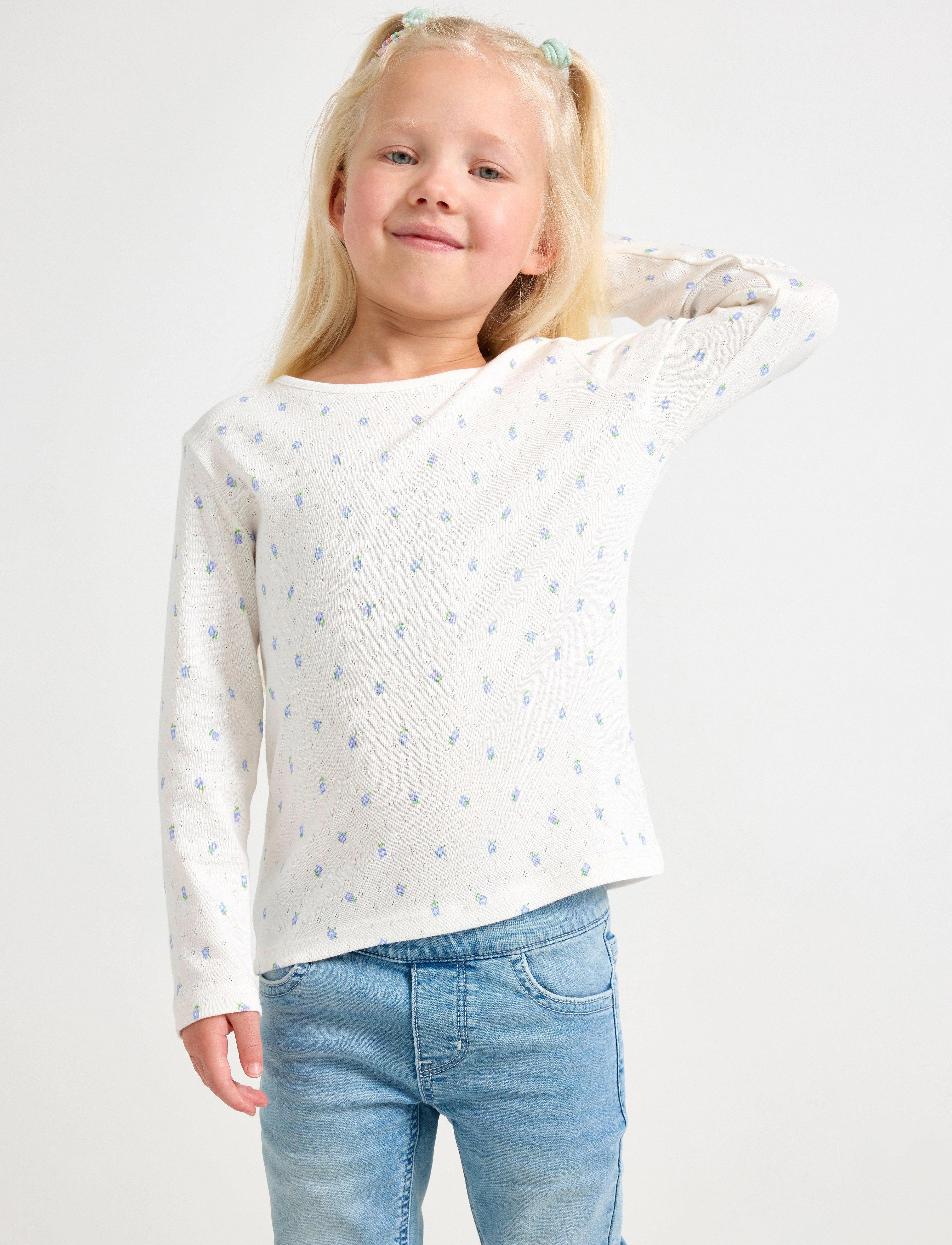 Lindex Top l s pointelle AOP - Oberteile & T-Shirts - LIGHT DUSTY WHITE / white