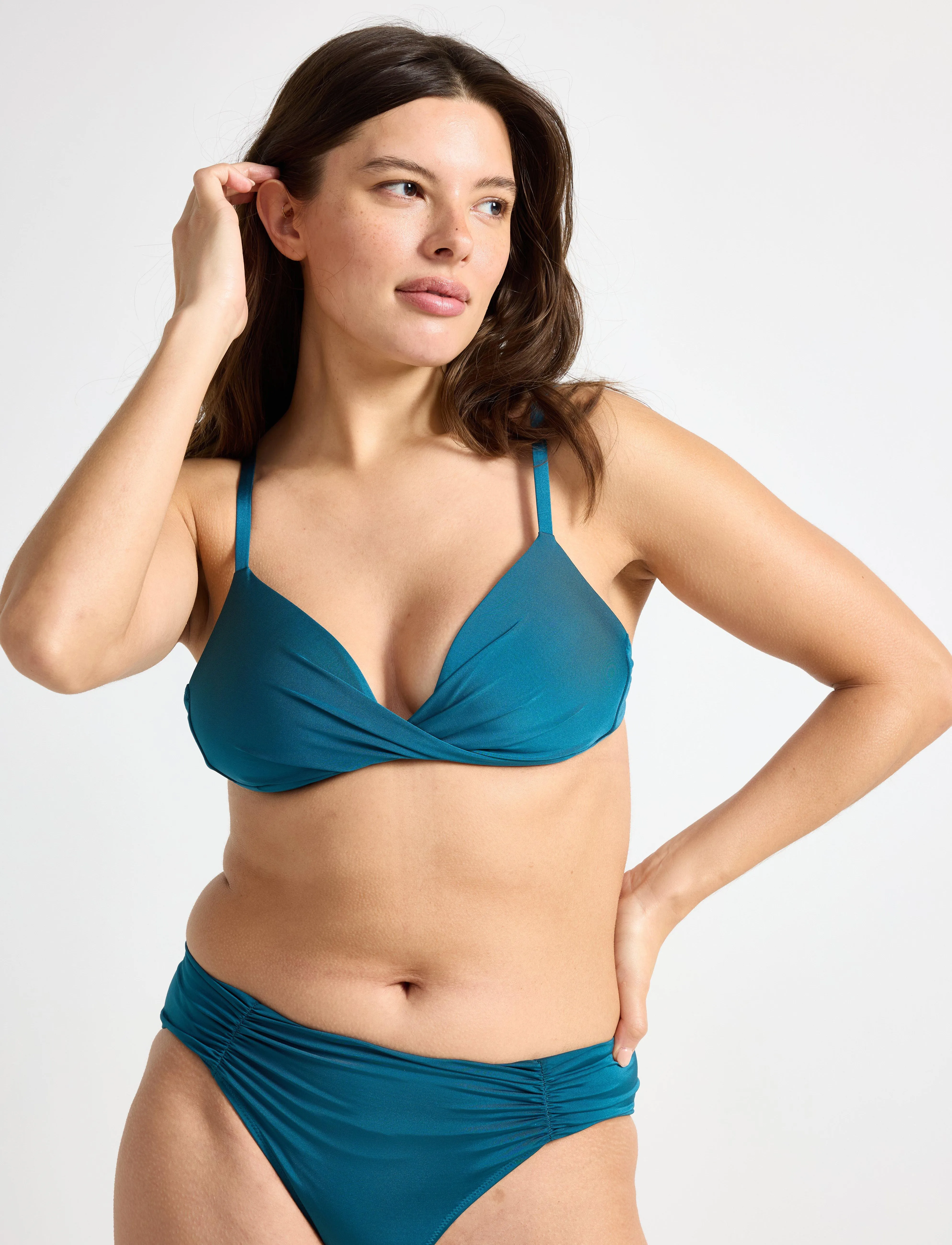 Lindex Swim top Nicola Shiny - Bademode - DARK AQUA / blue