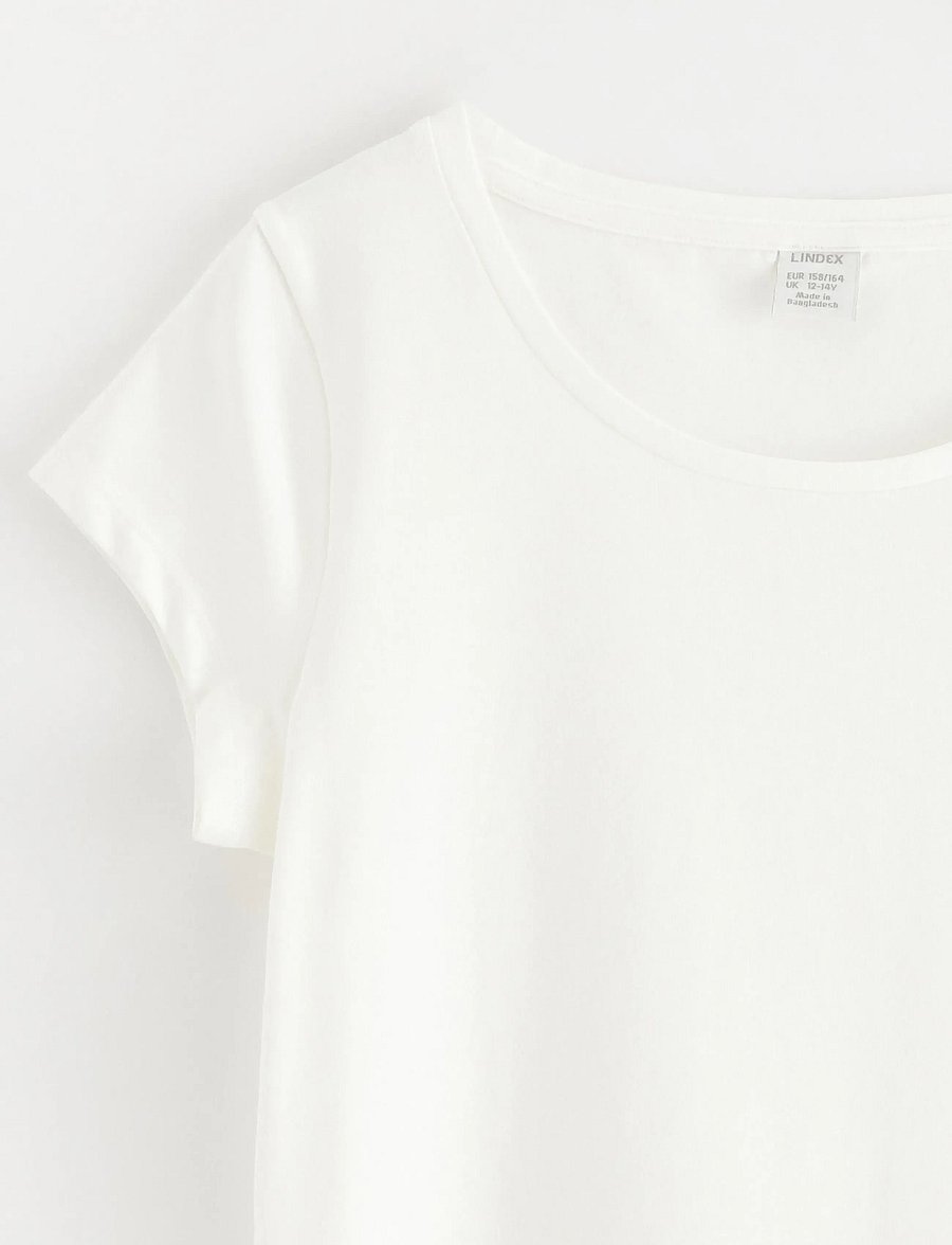 Lindex - Top with cap sleeves - kortärmade t-shirts - off white - 5